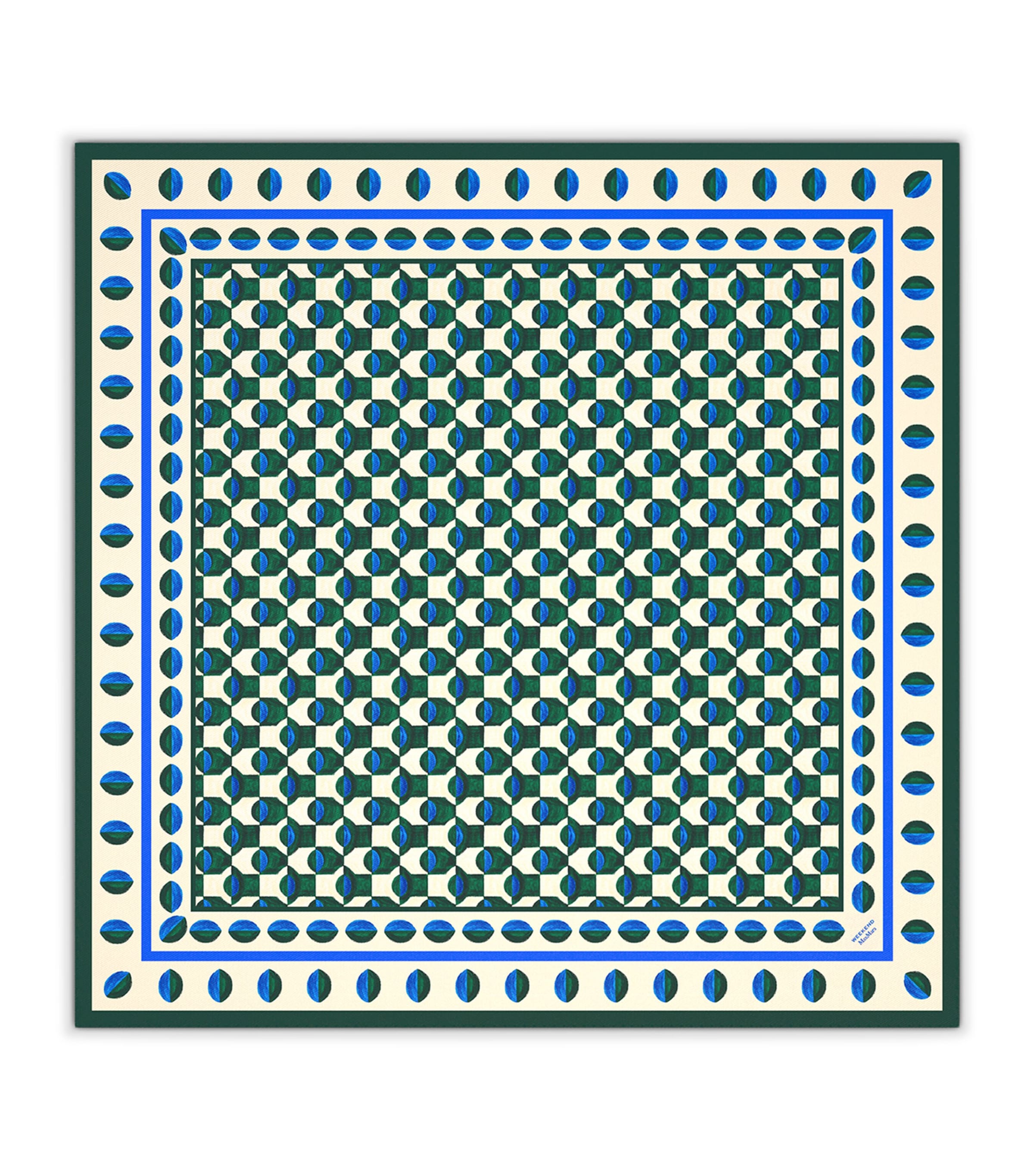 Weekend Max Mara Silk Geometric Print Scarf Dark Green Image 1