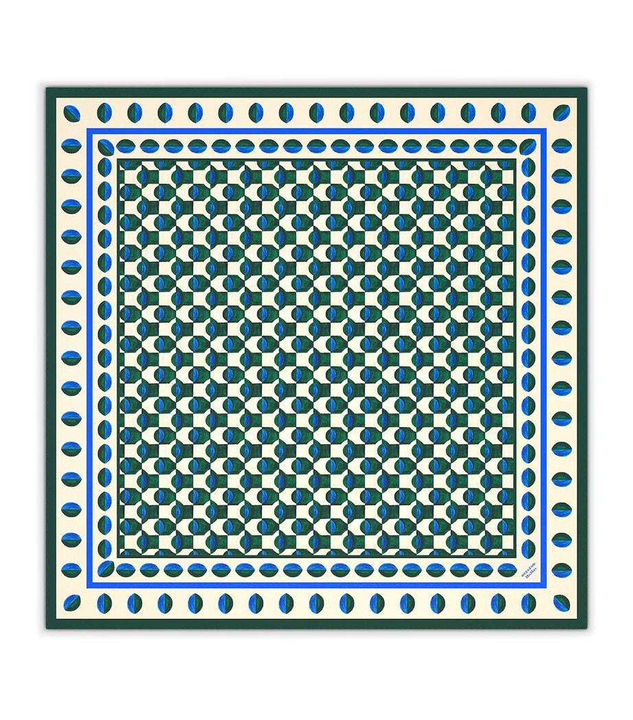 Weekend Max Mara Silk Geometric Print Scarf Dark Green Image 1