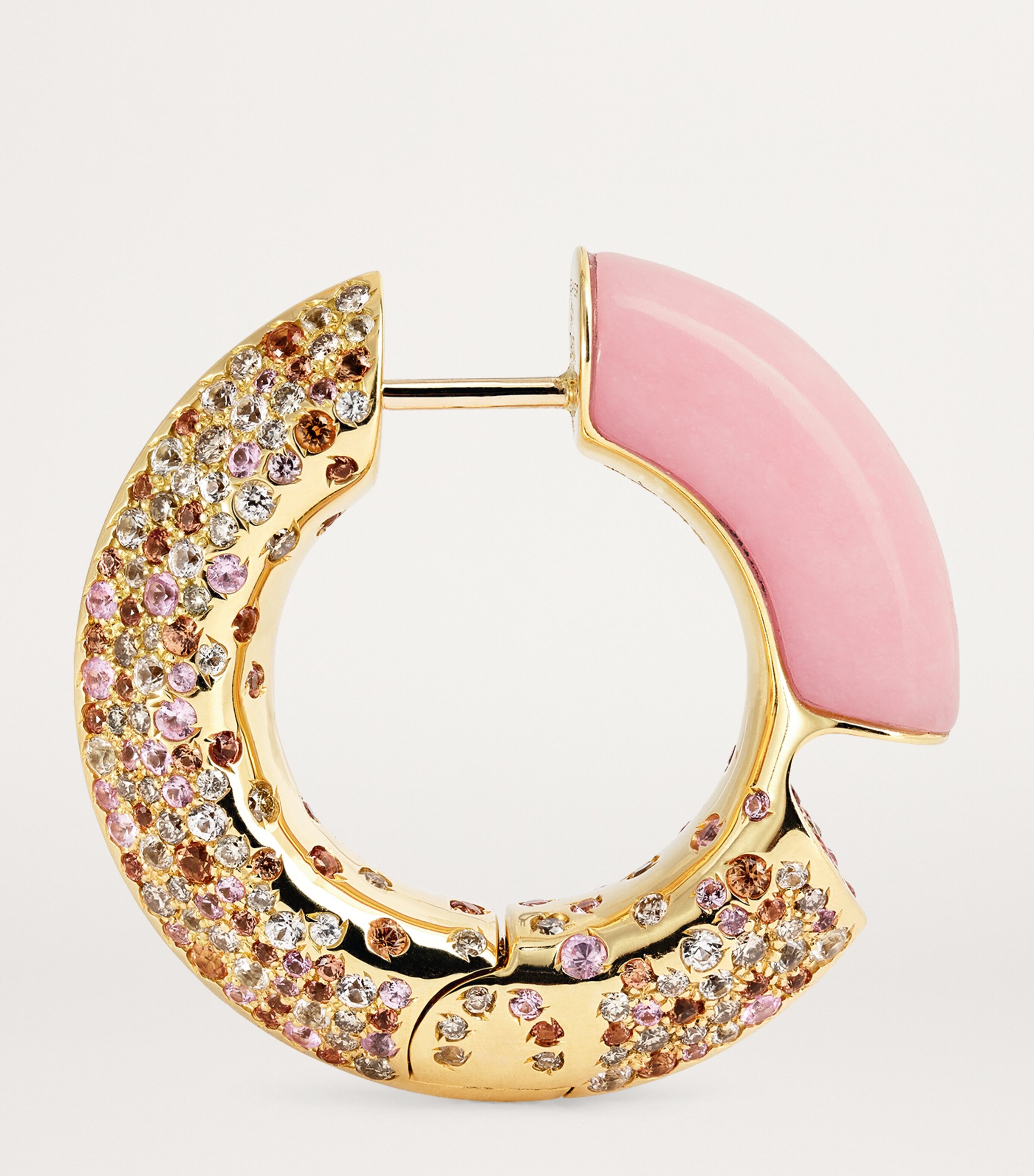 Tabayer Yellow Gold, Sapphire and Pink Opal Oera Earrings Yellow Gold Image 4