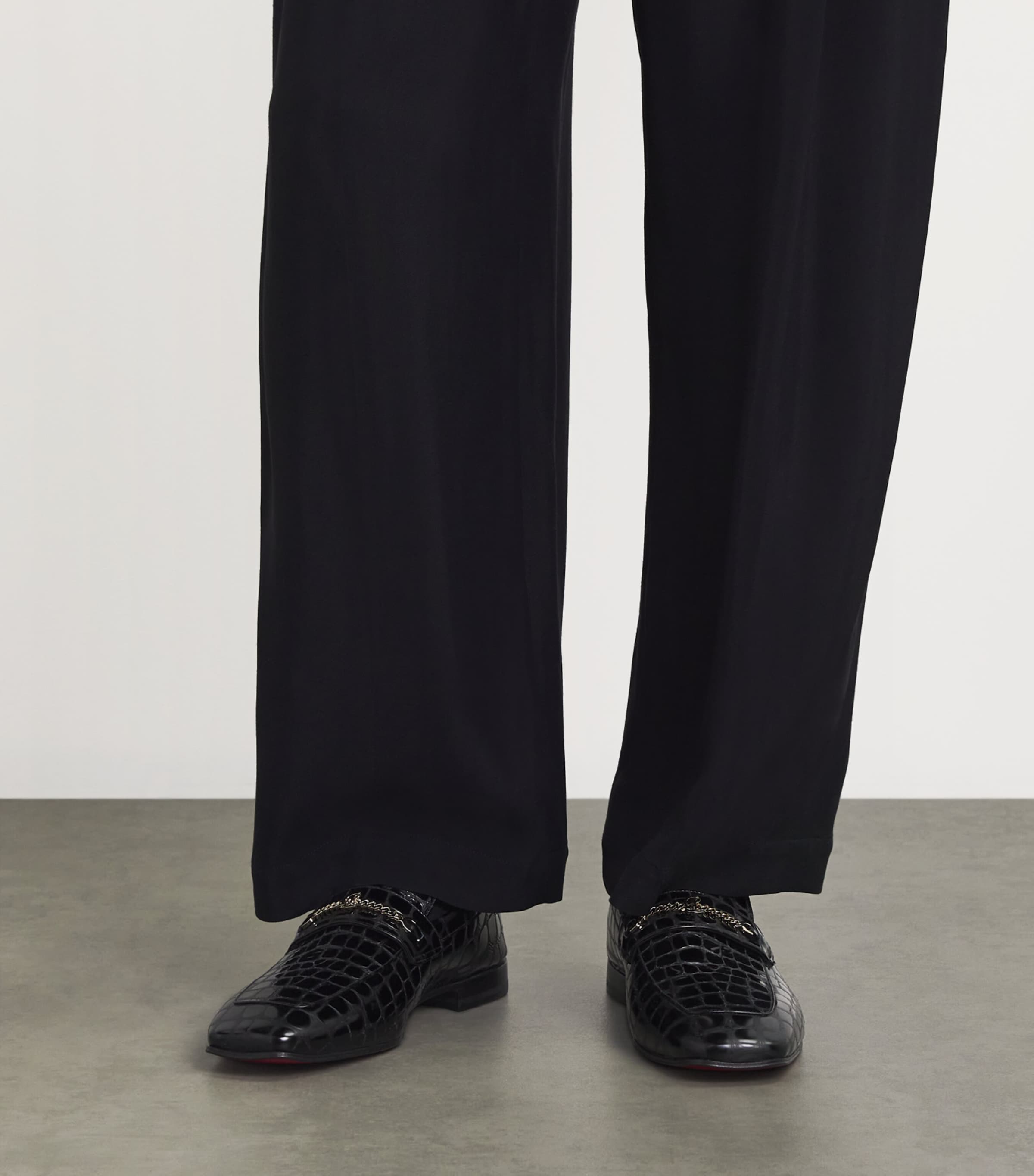 Christian Louboutin MJ Moc Croc-Embossed Leather Loafers