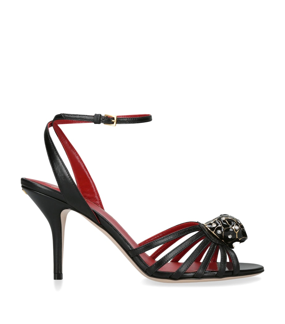Valentino Garavani Leather Panthea Heeled Sandals 85 Black Image 1