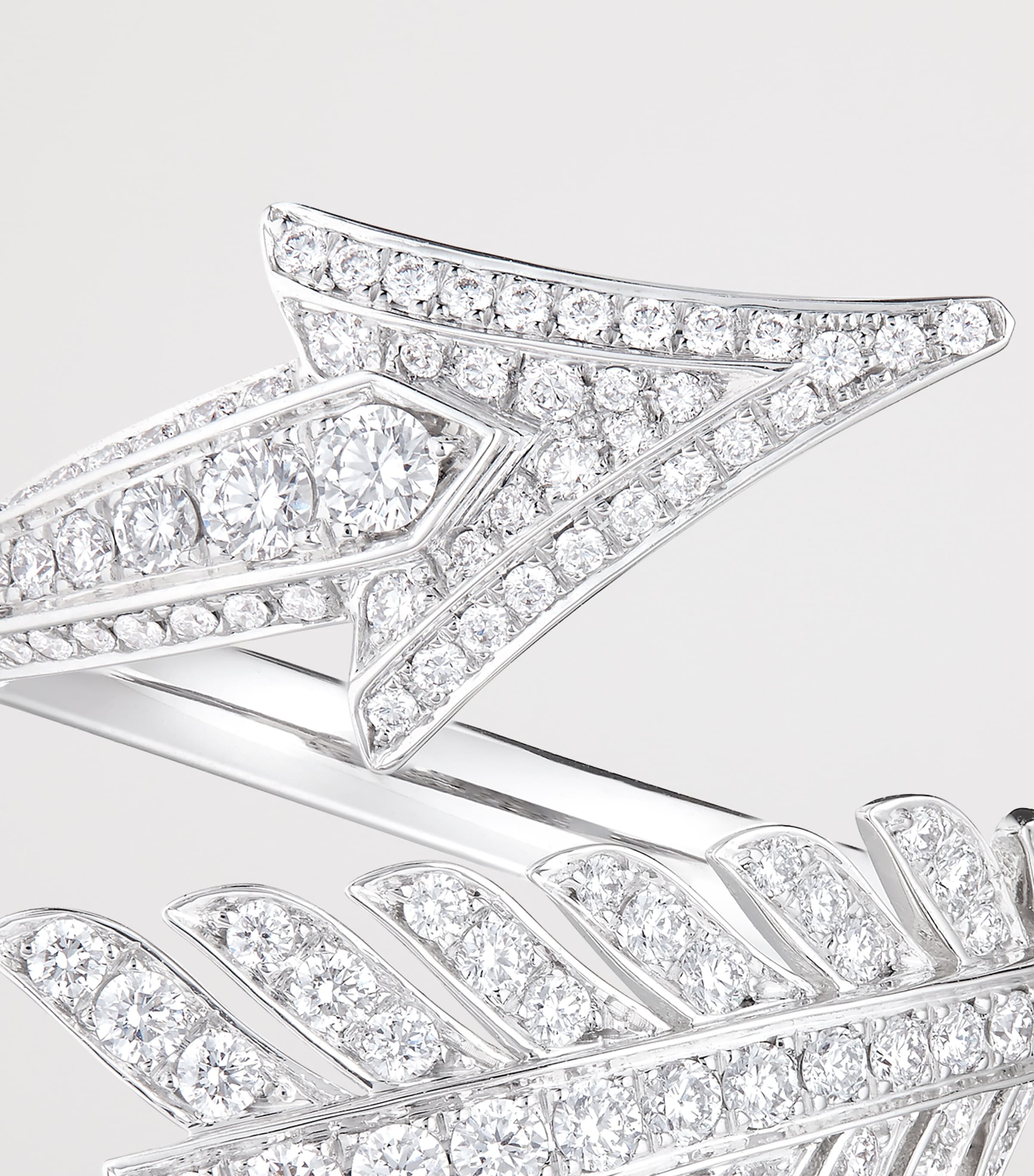 White Gold and Diamond Nature Triomphante Flèche Ring WHITE GOLD Image 3