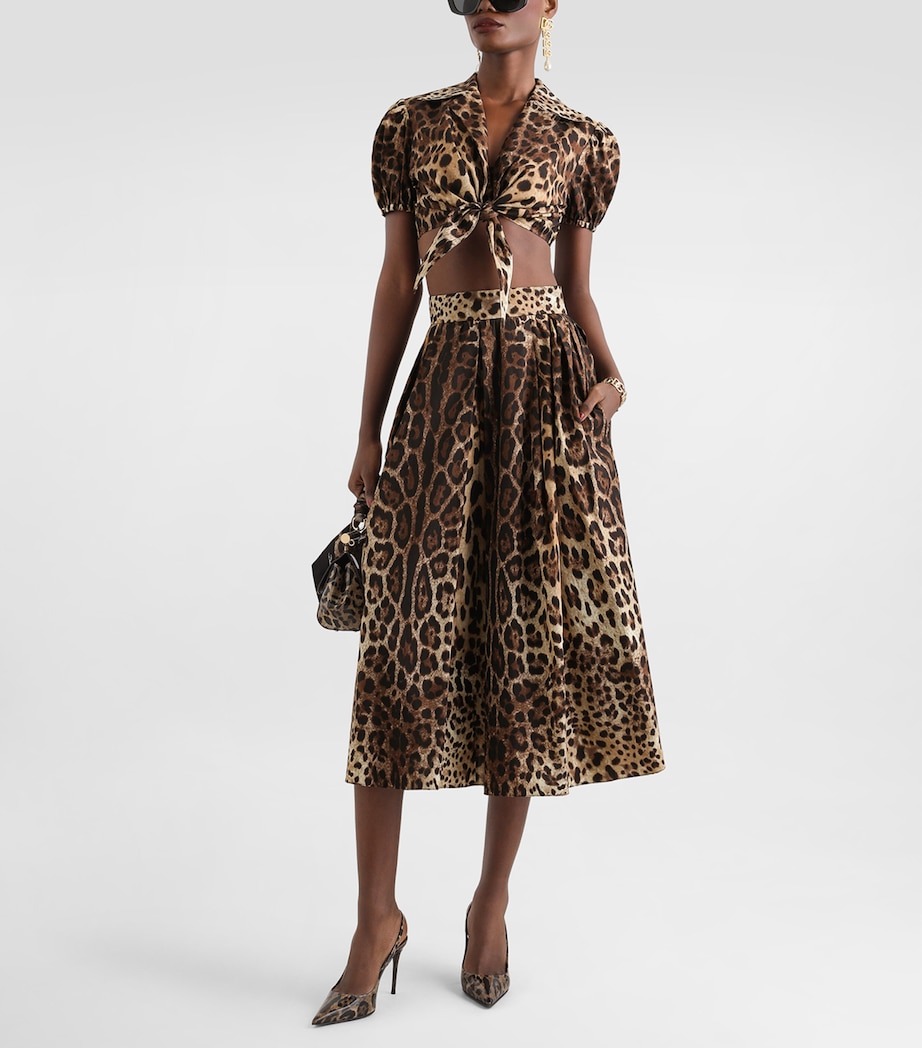 Dolce&Gabbana Womens Cotton Leopard Print Midi Skirt Leo New Image 2