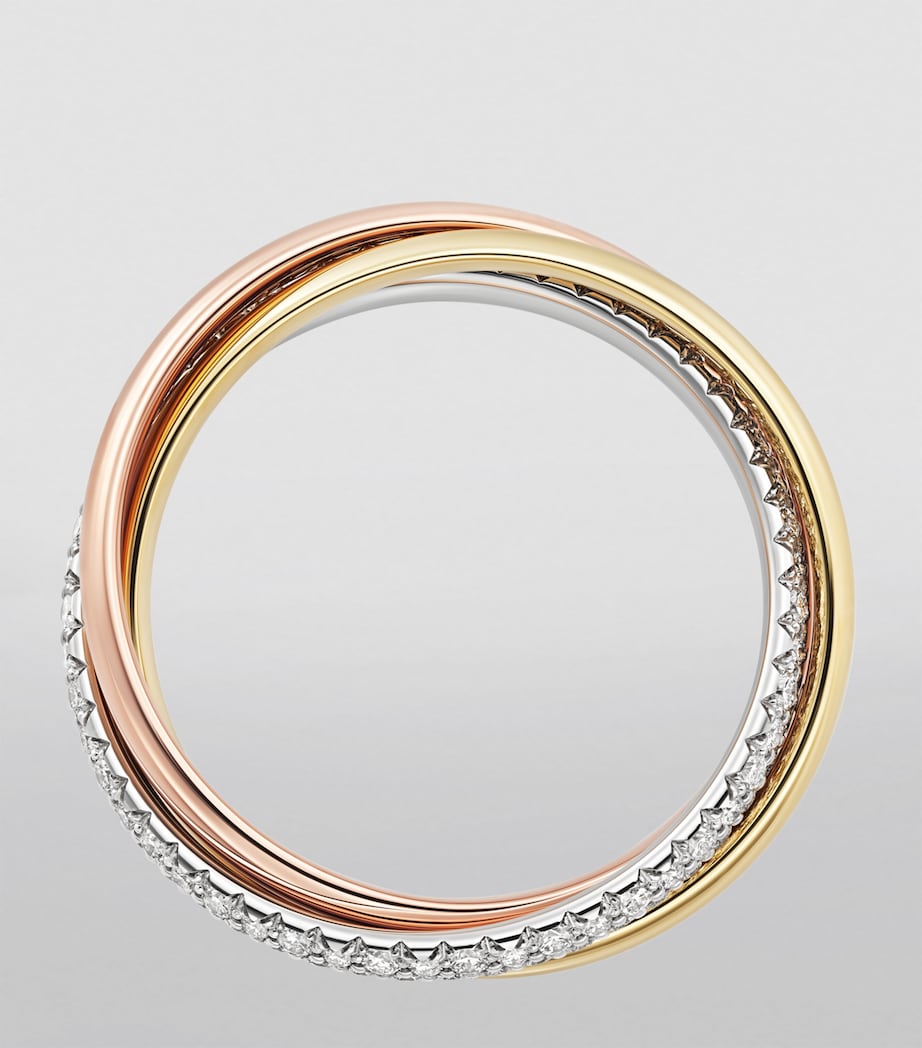 Small White, Yellow, Rose Gold and Diamond Trinity Ring MIXED GOLD Image 4
