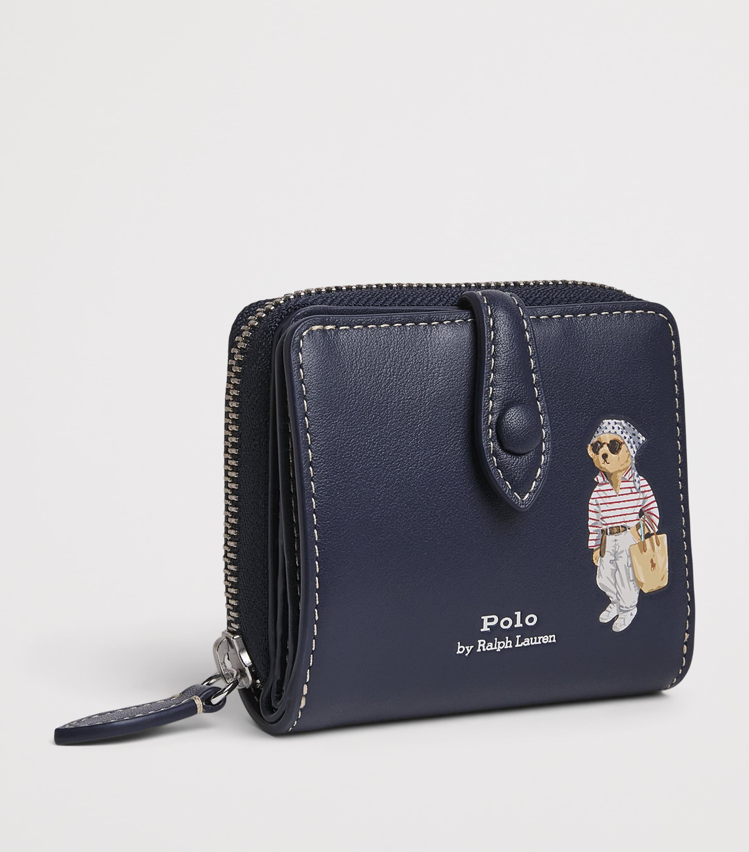 Polo Ralph Lauren Small Leather Polo Bear Wallet Newport Navy Image 2