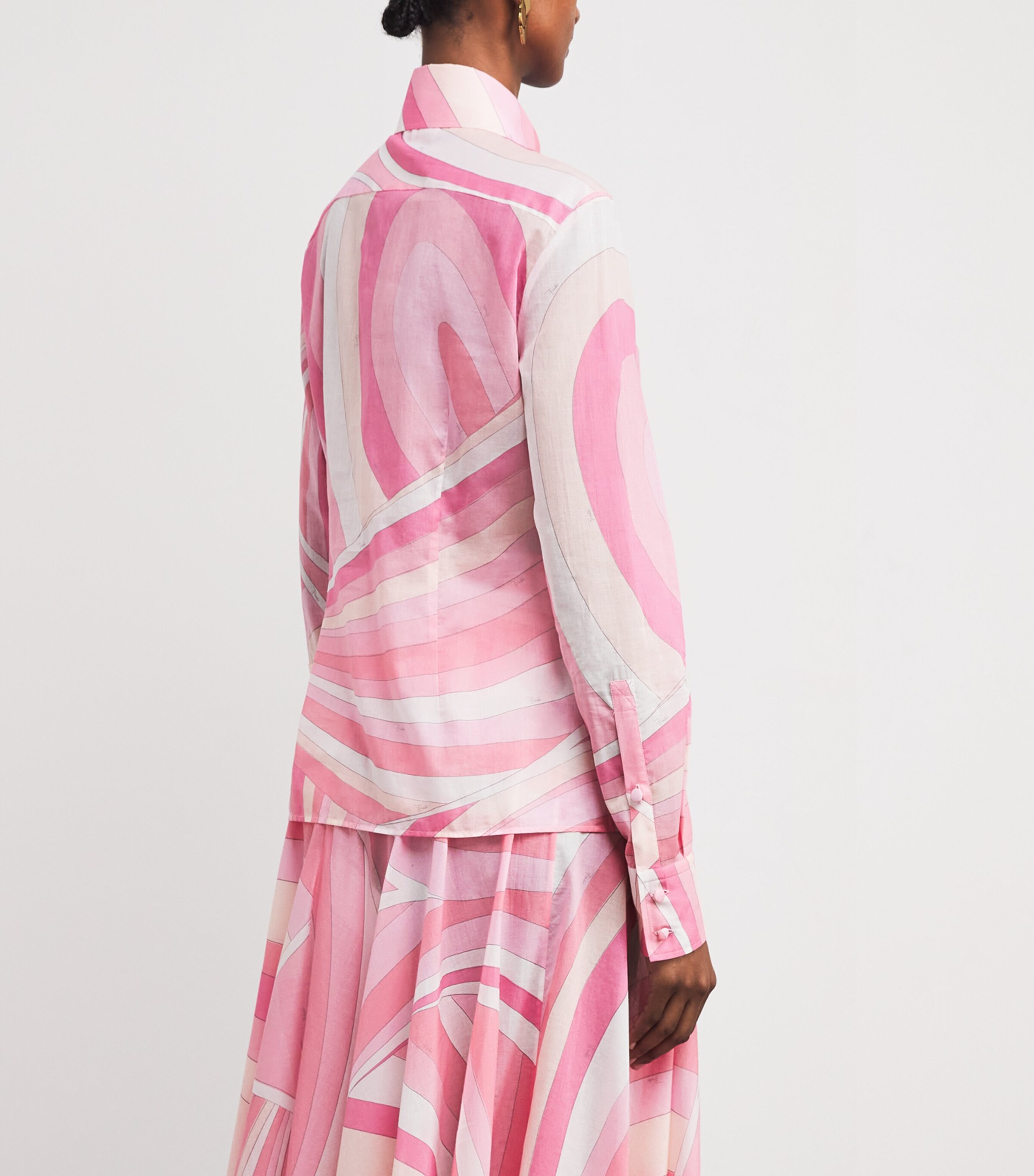 PUCCI Womens Cotton Printed Blouse Rosa Image 4