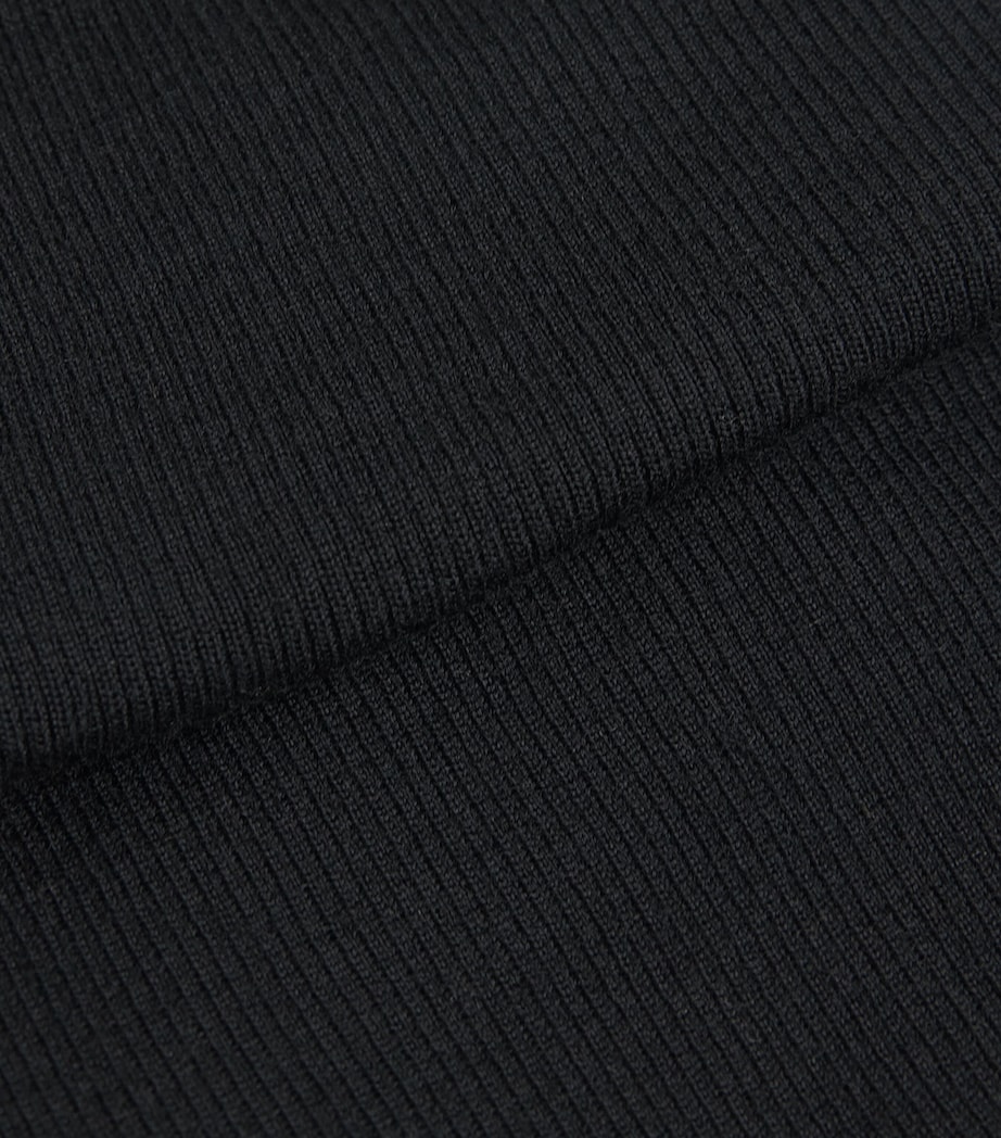 Virgin Wool Short-Sleeve Sweater BLACK Image 5