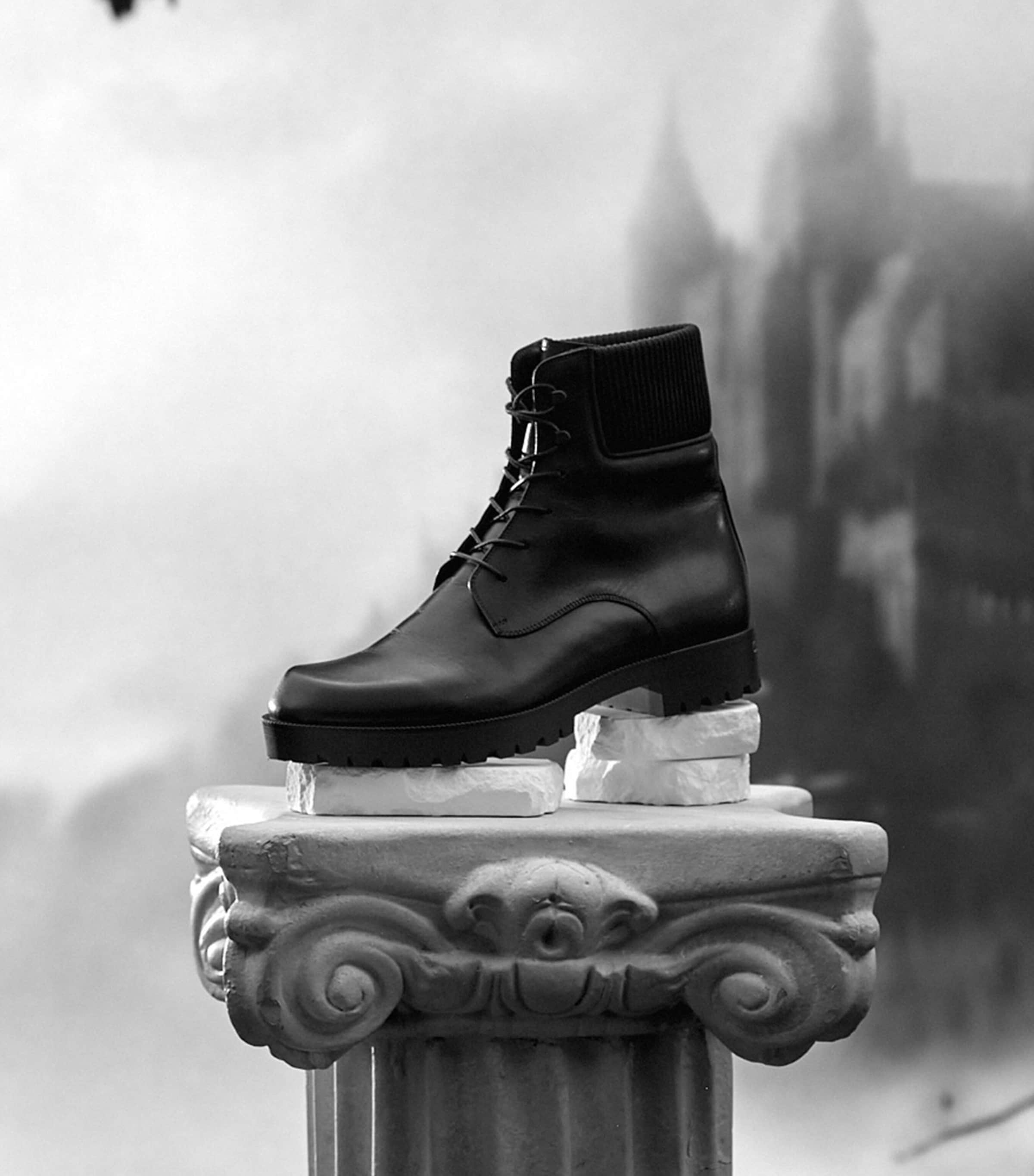 Christian Louboutin Black Trapman Leather Lace-Up Boots | Harrods US