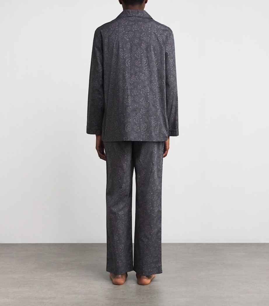 Cotton Poplin Pyjama Sleep Set ASH PAISLEY PRINT Image 3