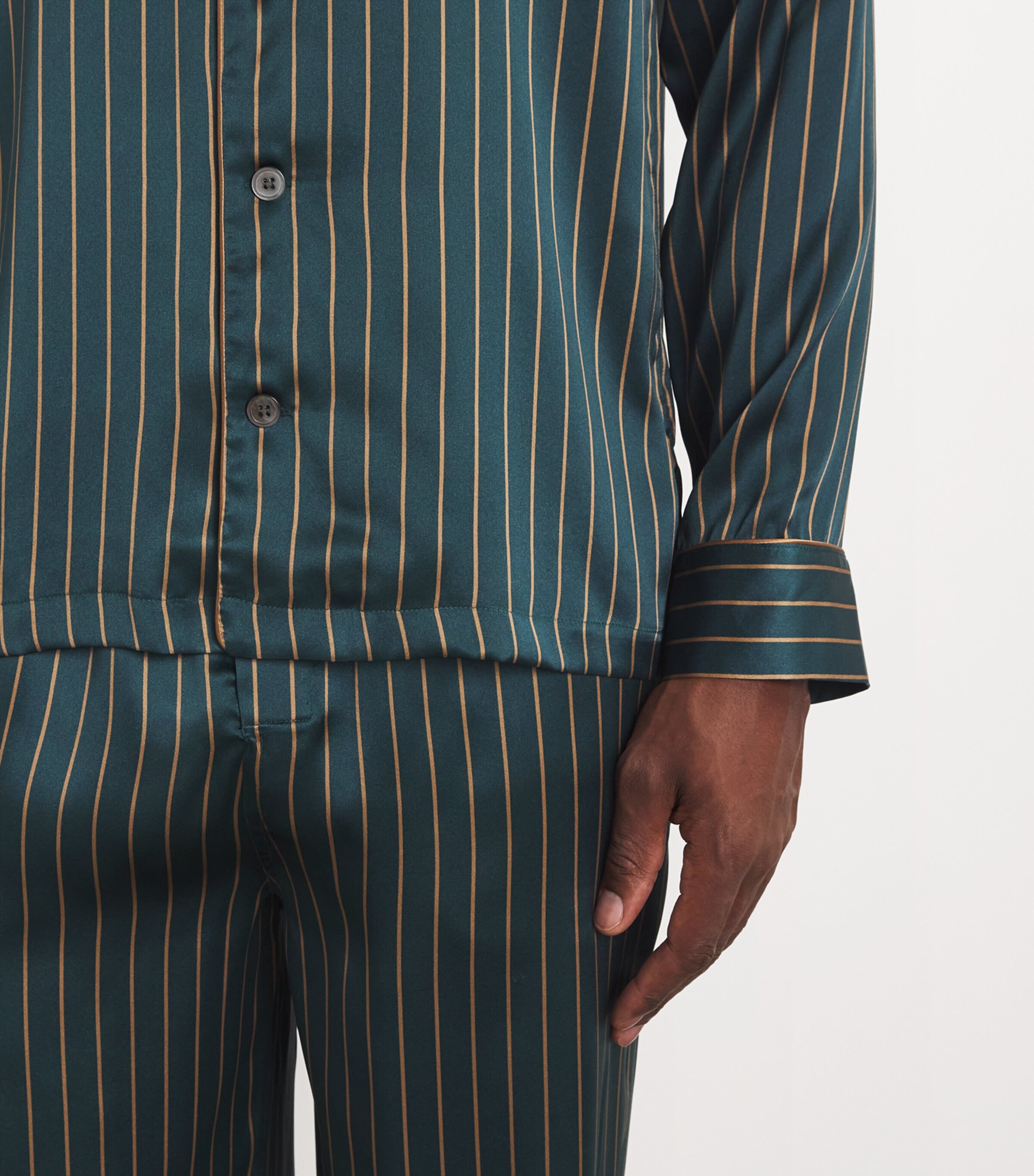 Derek Rose Mens Silk Brindisi Pyjama Set Green Image 4