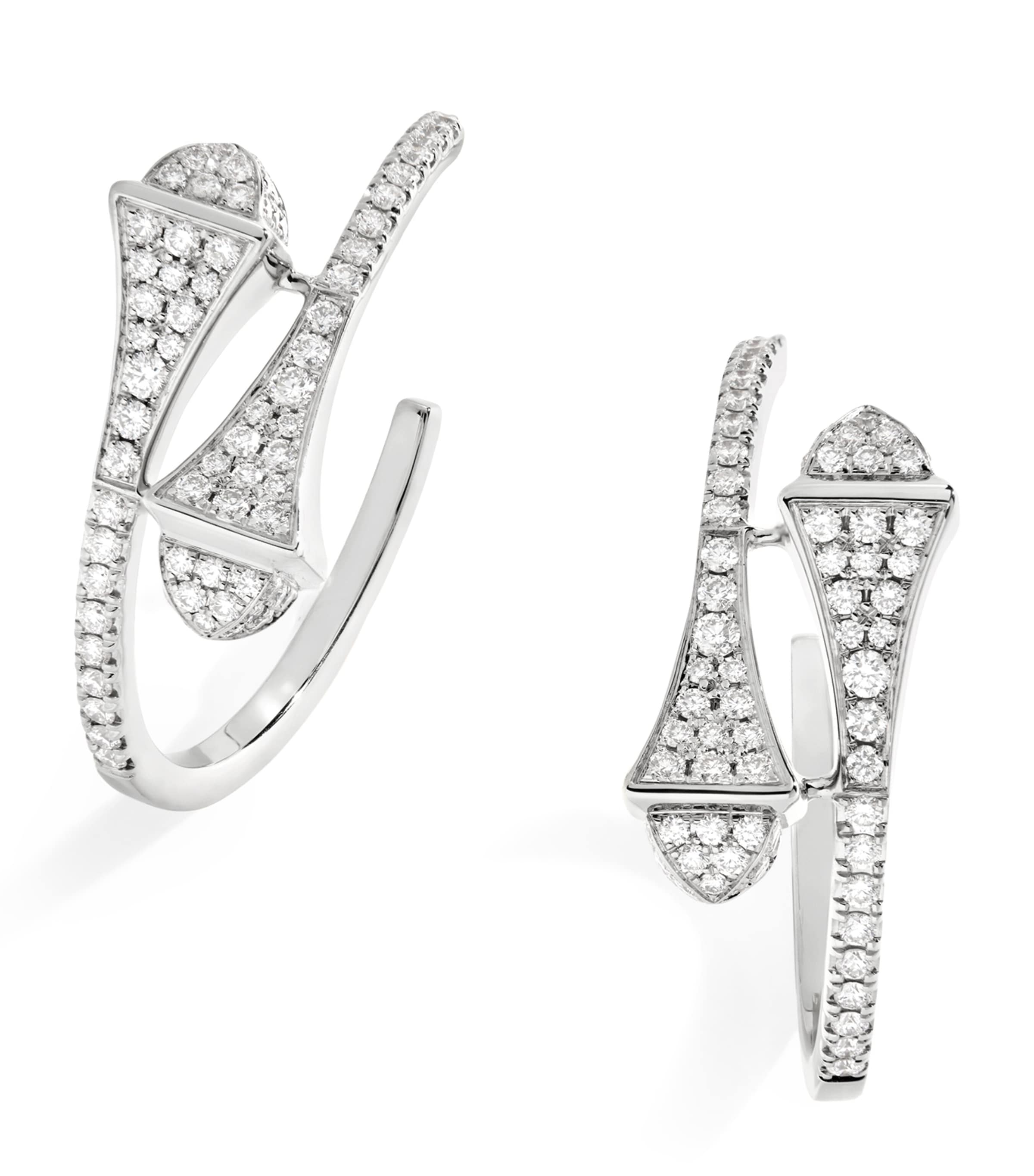 Marli New York Small White Gold And Diamond Cleo Hoop Earrings In White
