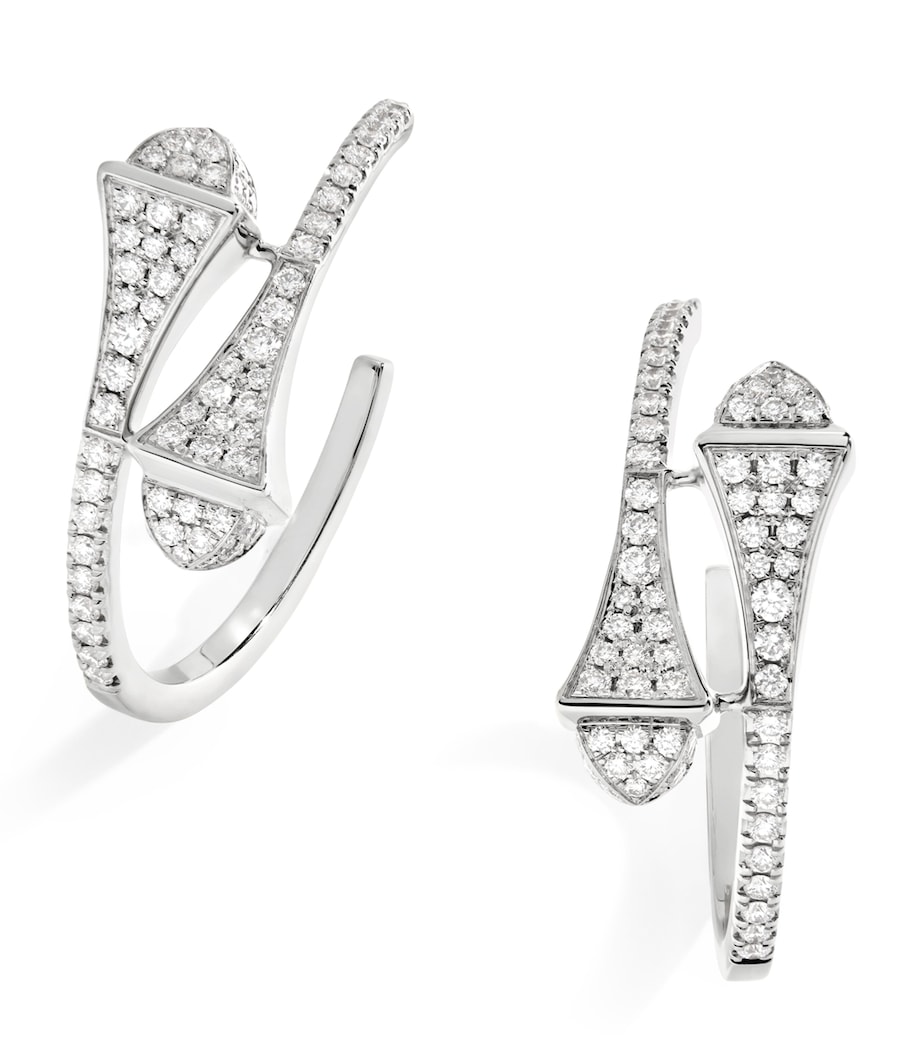 Small White Gold and Diamond Cleo Hoop Earrings WHITE GOLD Image 1