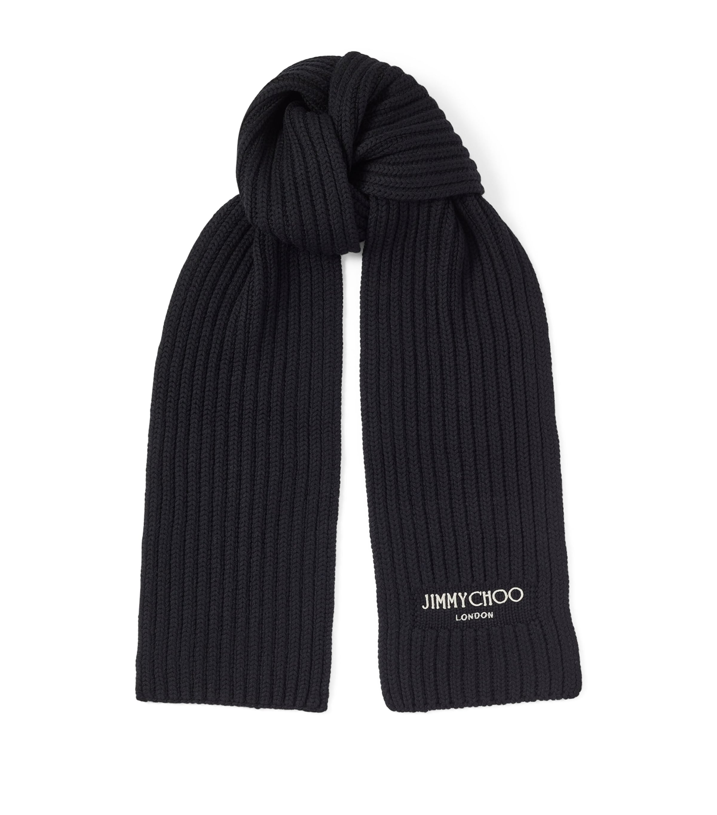 Jimmy Choo Yukiko Virgin Wool Scarf In Black