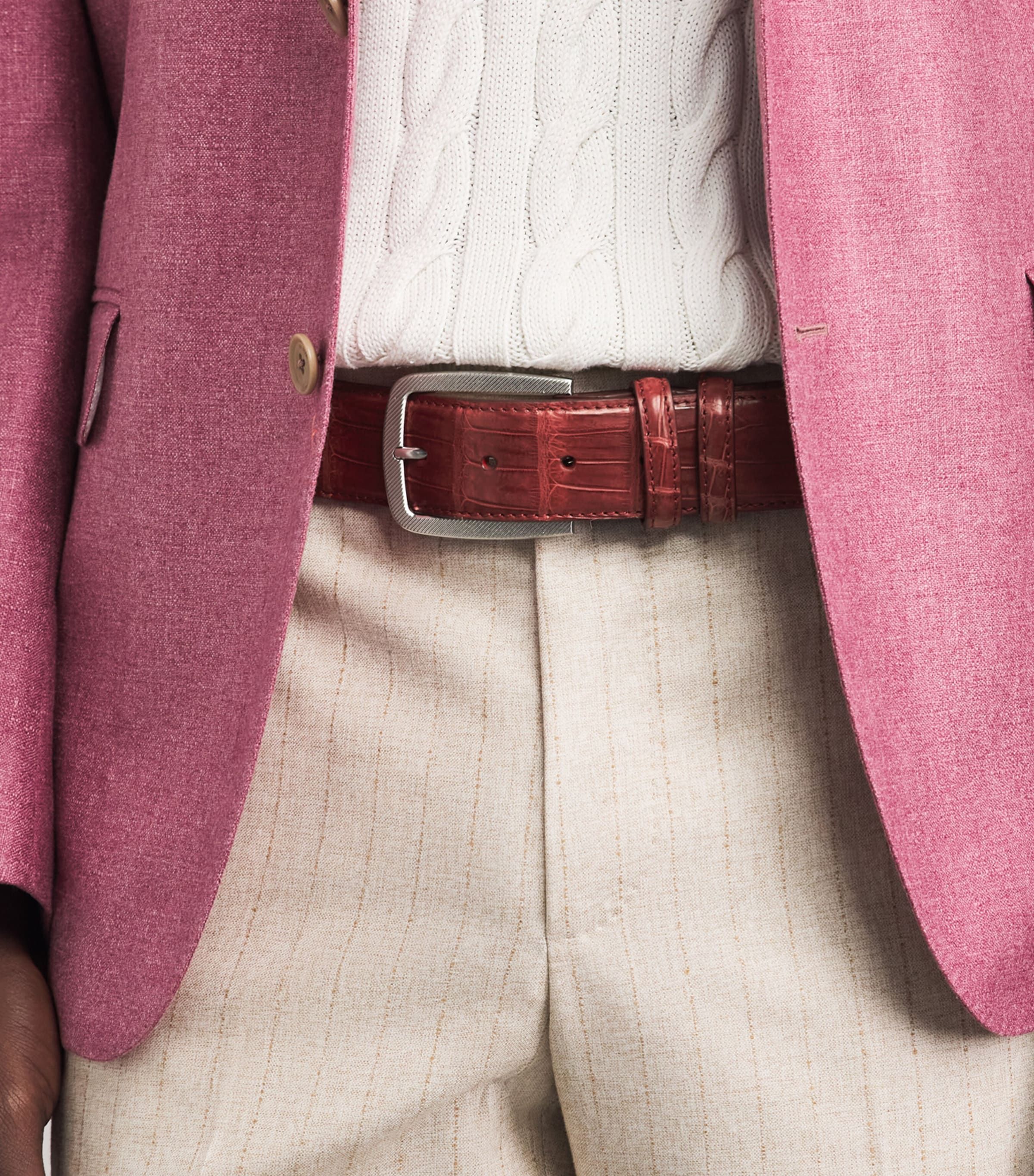 Elliot Rhodes Alligator Leather Belt Burgundy Image 2