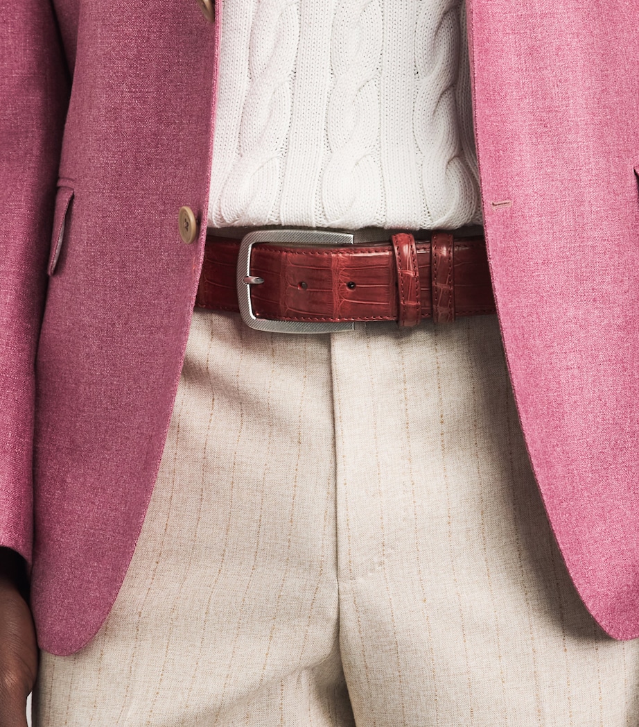 Elliot Rhodes Alligator Leather Belt Burgundy Image 2