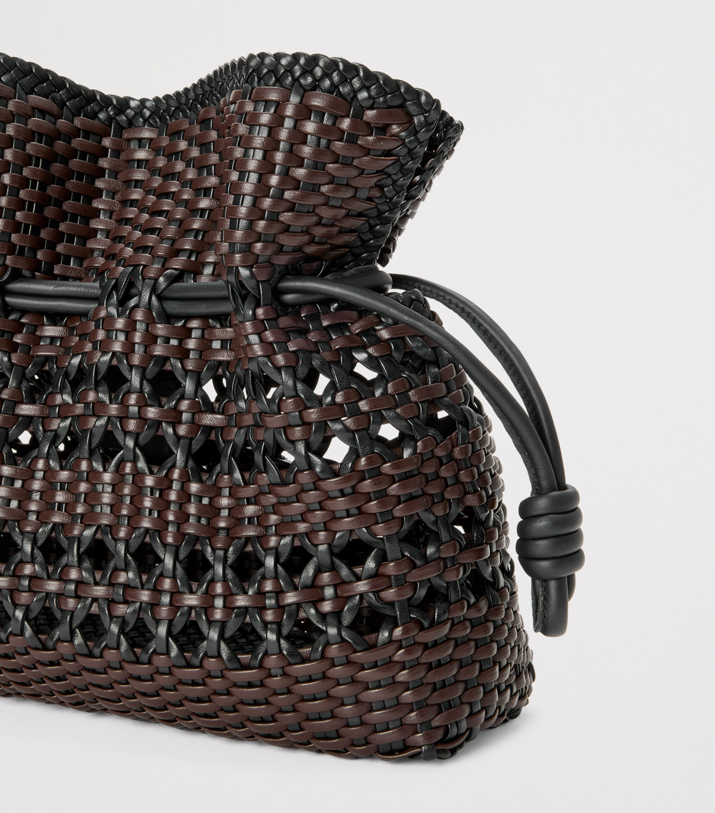 Leather Woven Flamenco Clutch Bag BLACK/BROWN Image 7