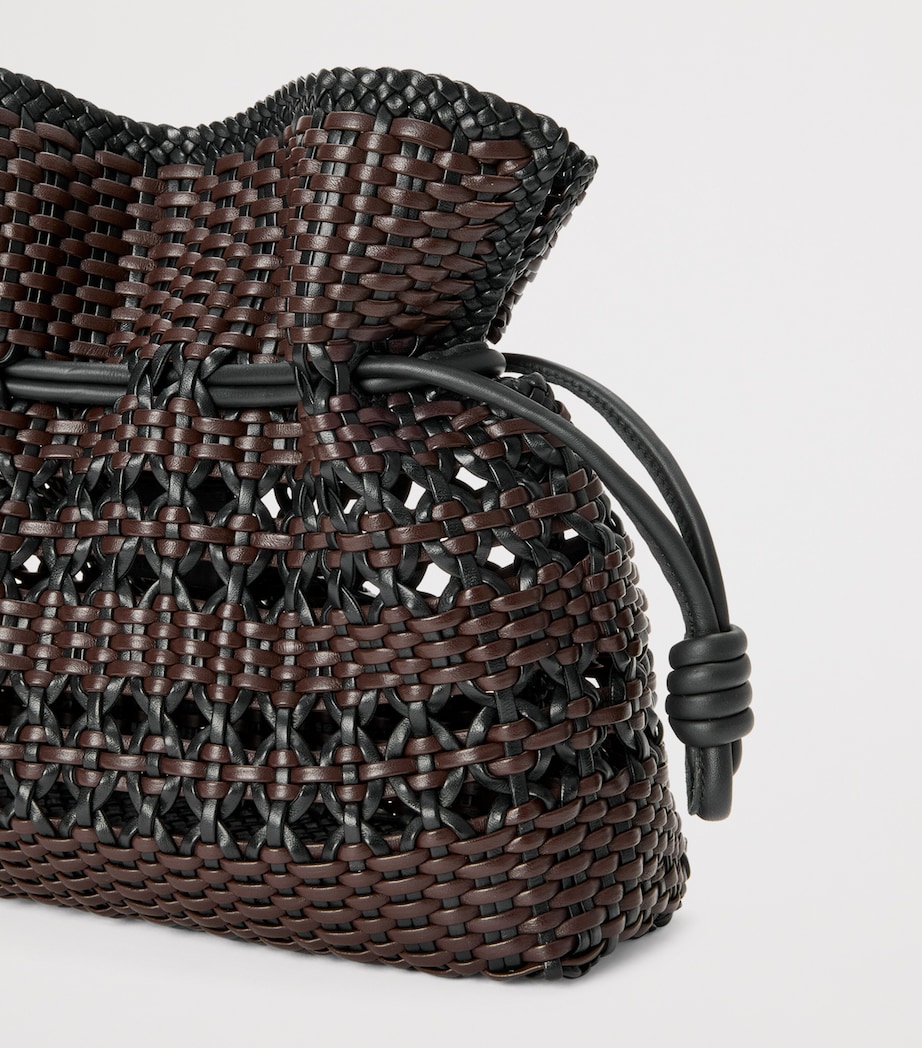 Leather Woven Flamenco Clutch Bag BLACK/BROWN Image 7