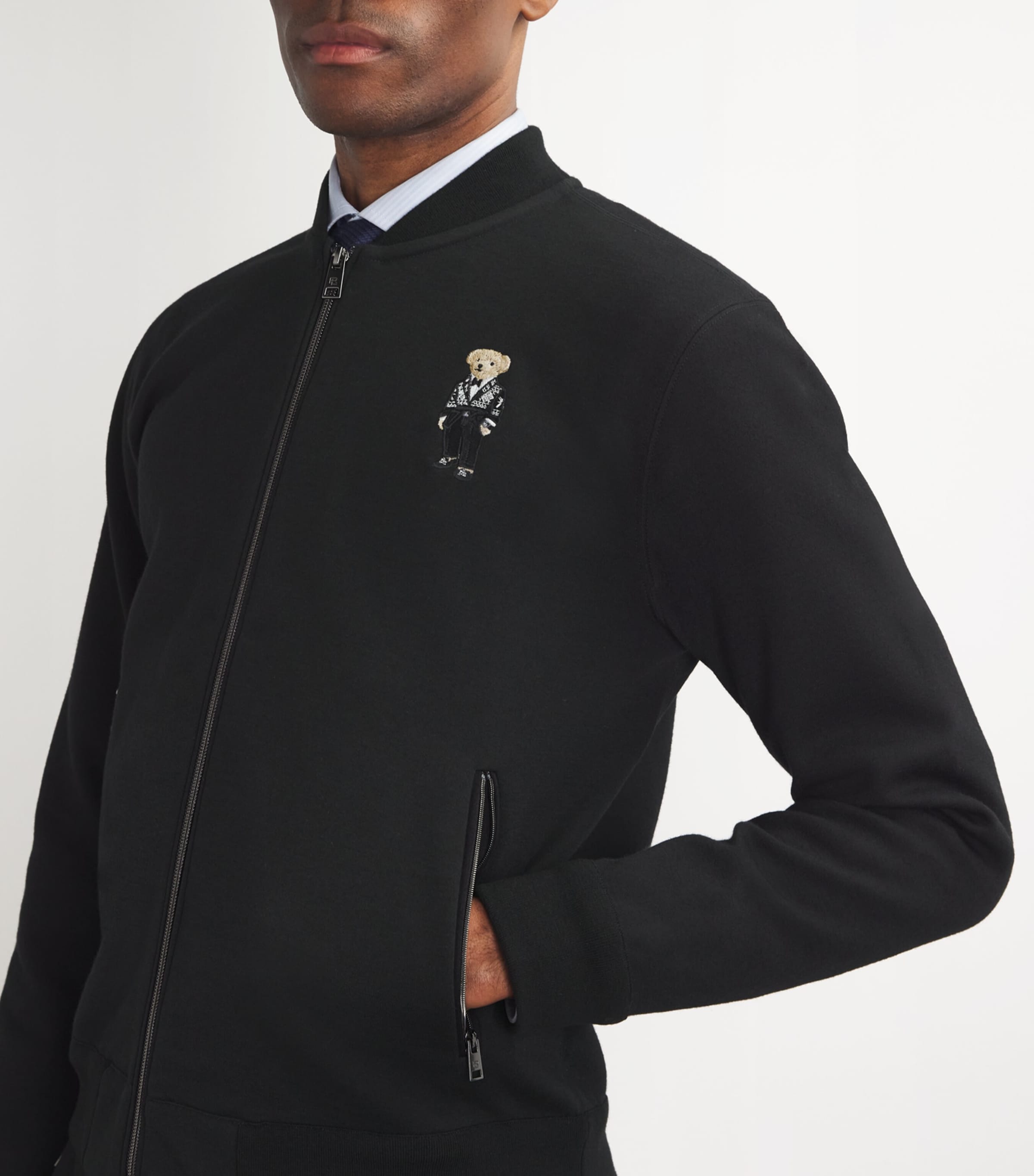 Polo Bear Zip-Up Sweater BLACK Image 6