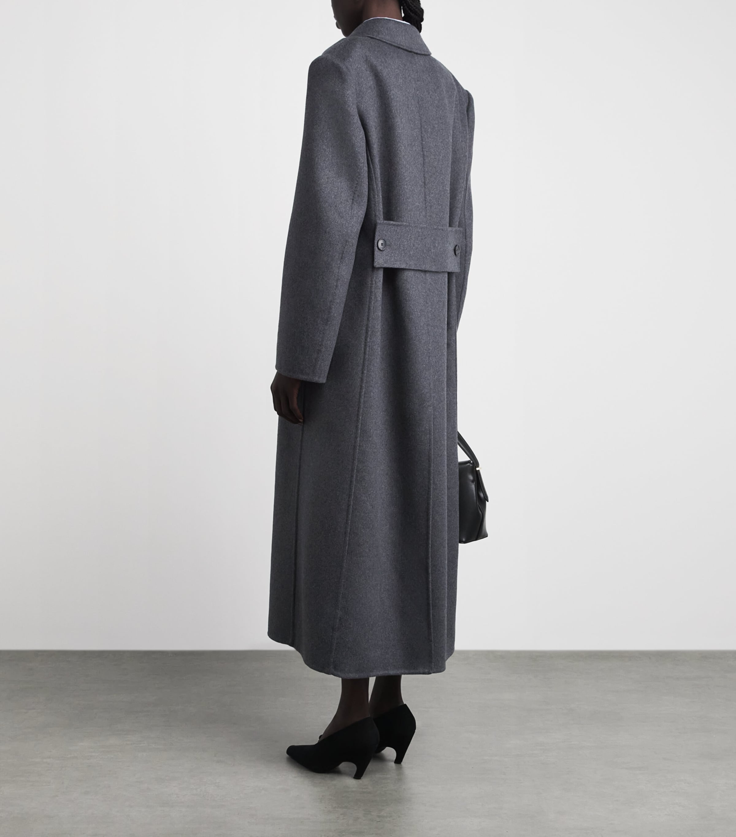 Victoria Beckham Womens Wool-Cashmere Double-Faced Overcoat Dark Grey Melange Image 4