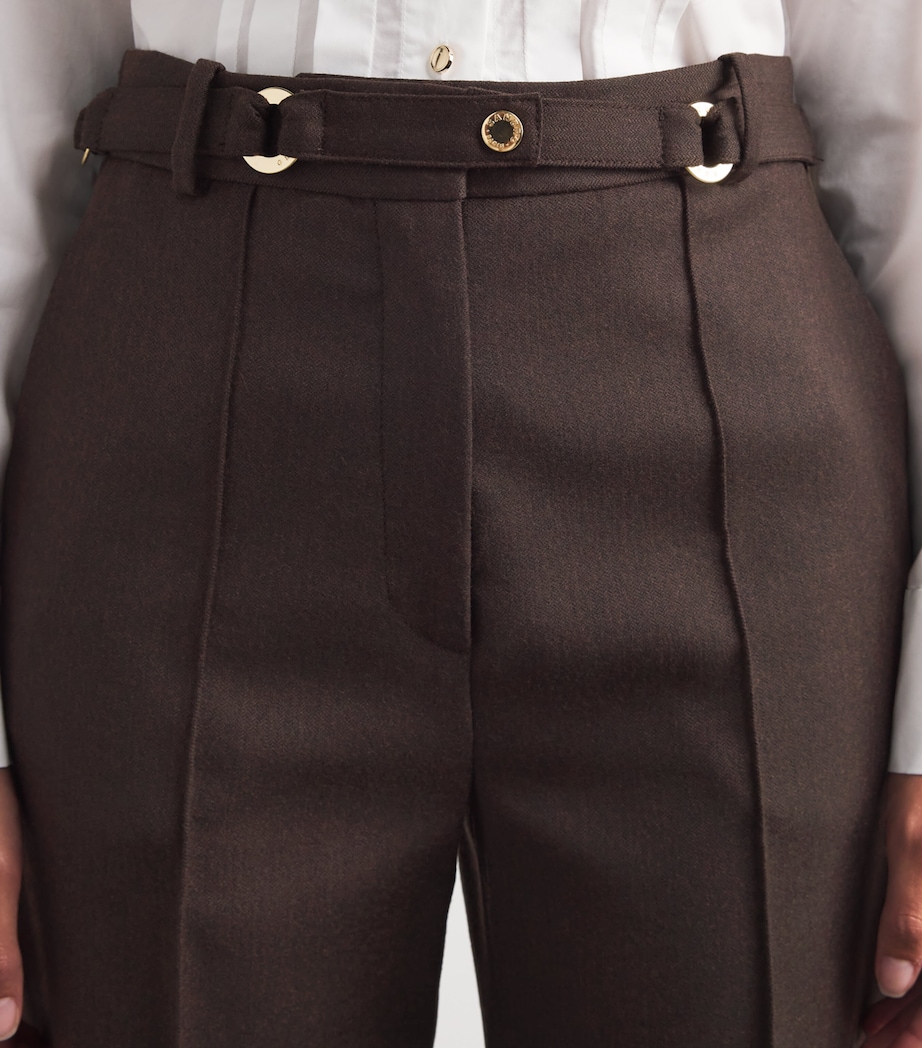 Sandro Paris Womens Wool-Blend Ring-Detail Trousers Light Brown Image 3
