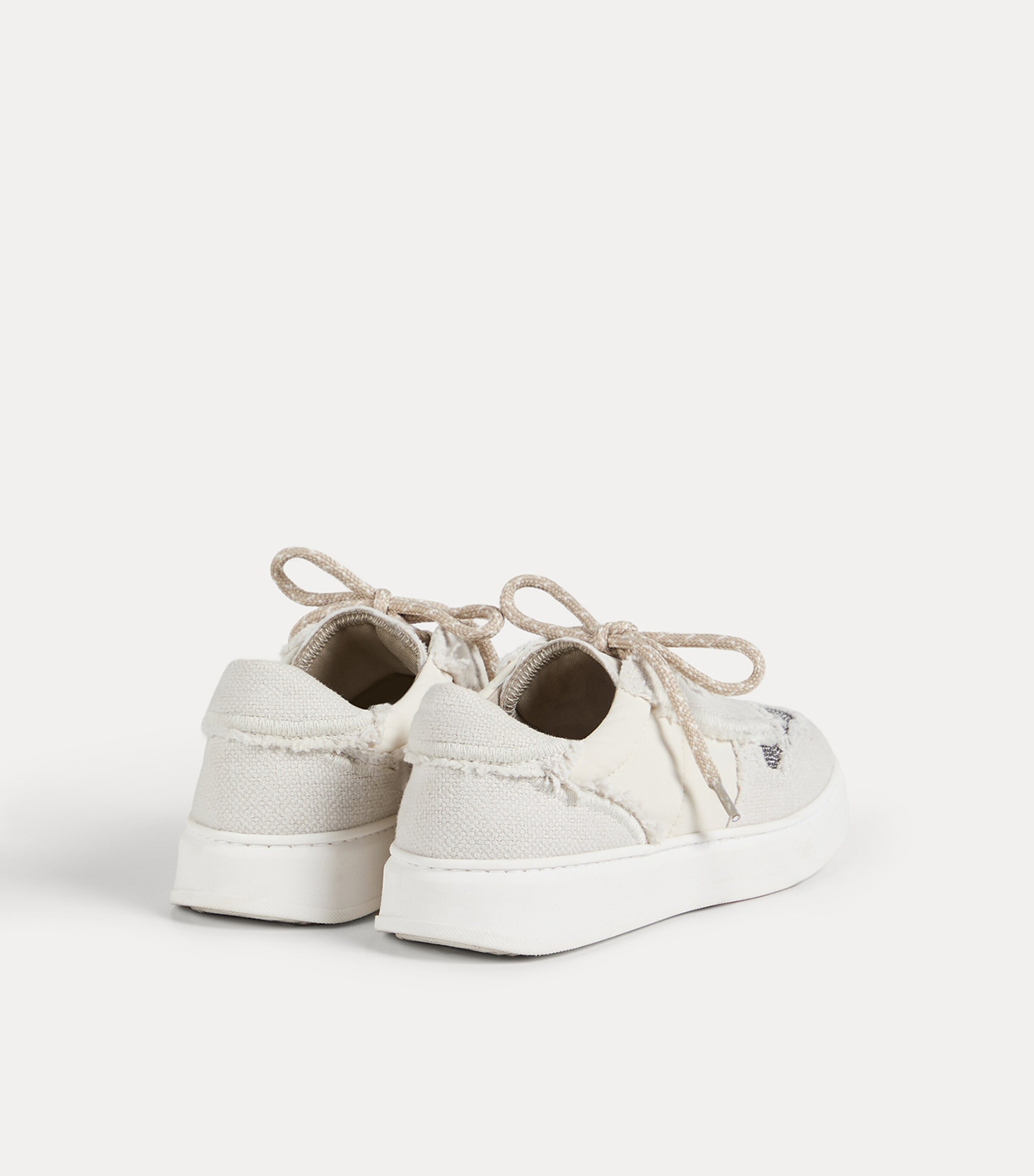 Brunello Cucinelli Kids Linen-Cotton Monili-Detail Sneakers Image 3