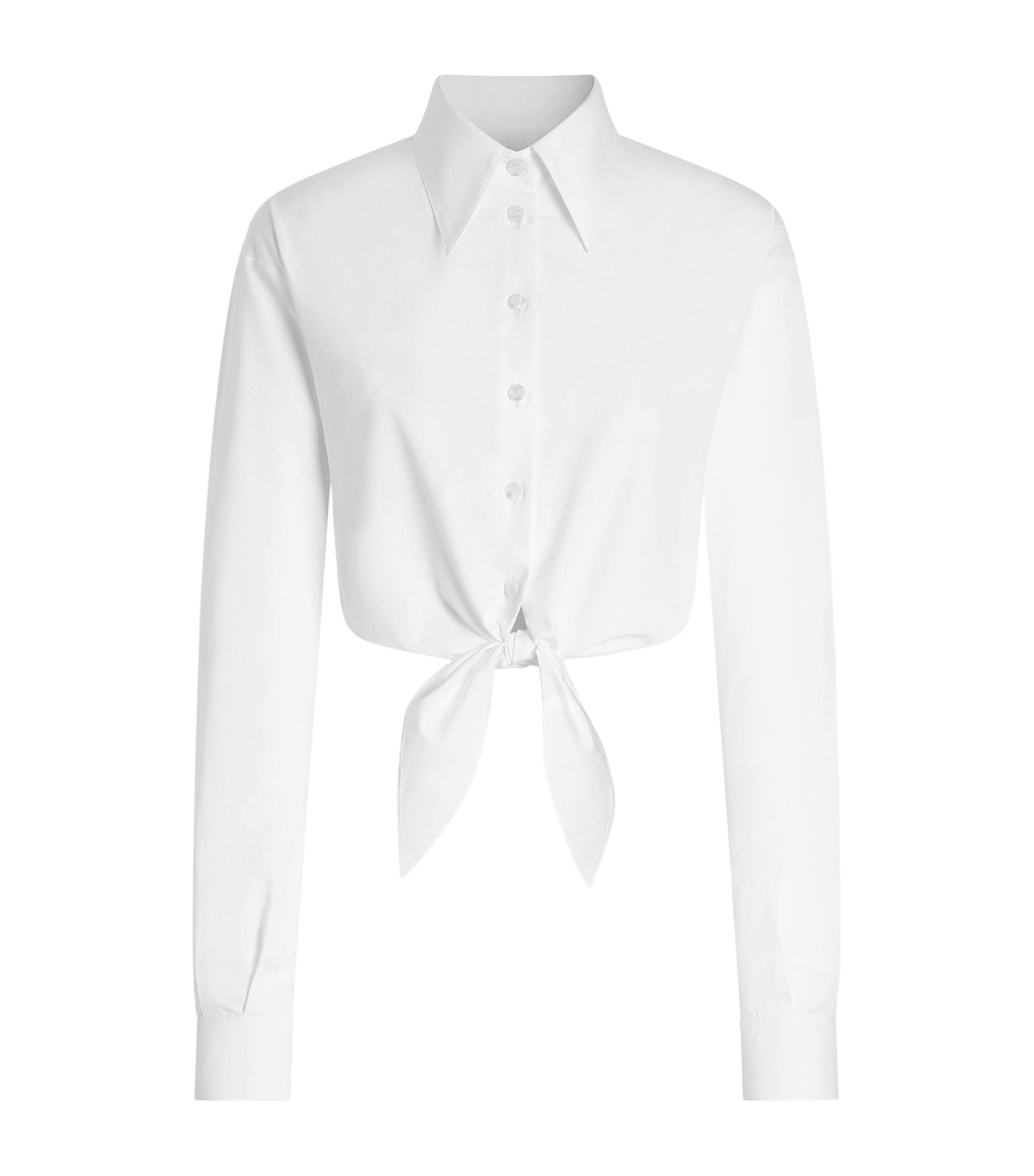 Dolce&Gabbana Womens Cotton Tie-Detail Shirt Optical White Image 1