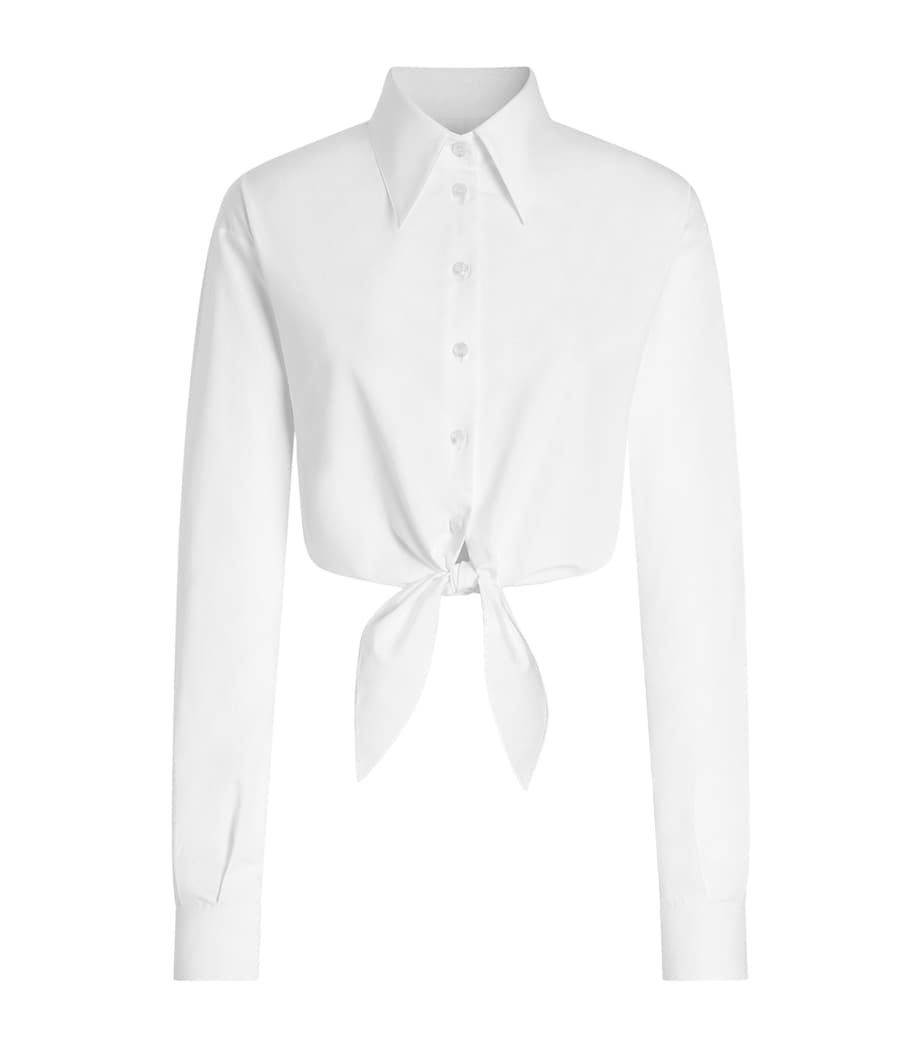 Dolce&Gabbana Womens Cotton Tie-Detail Shirt Optical White Image 1