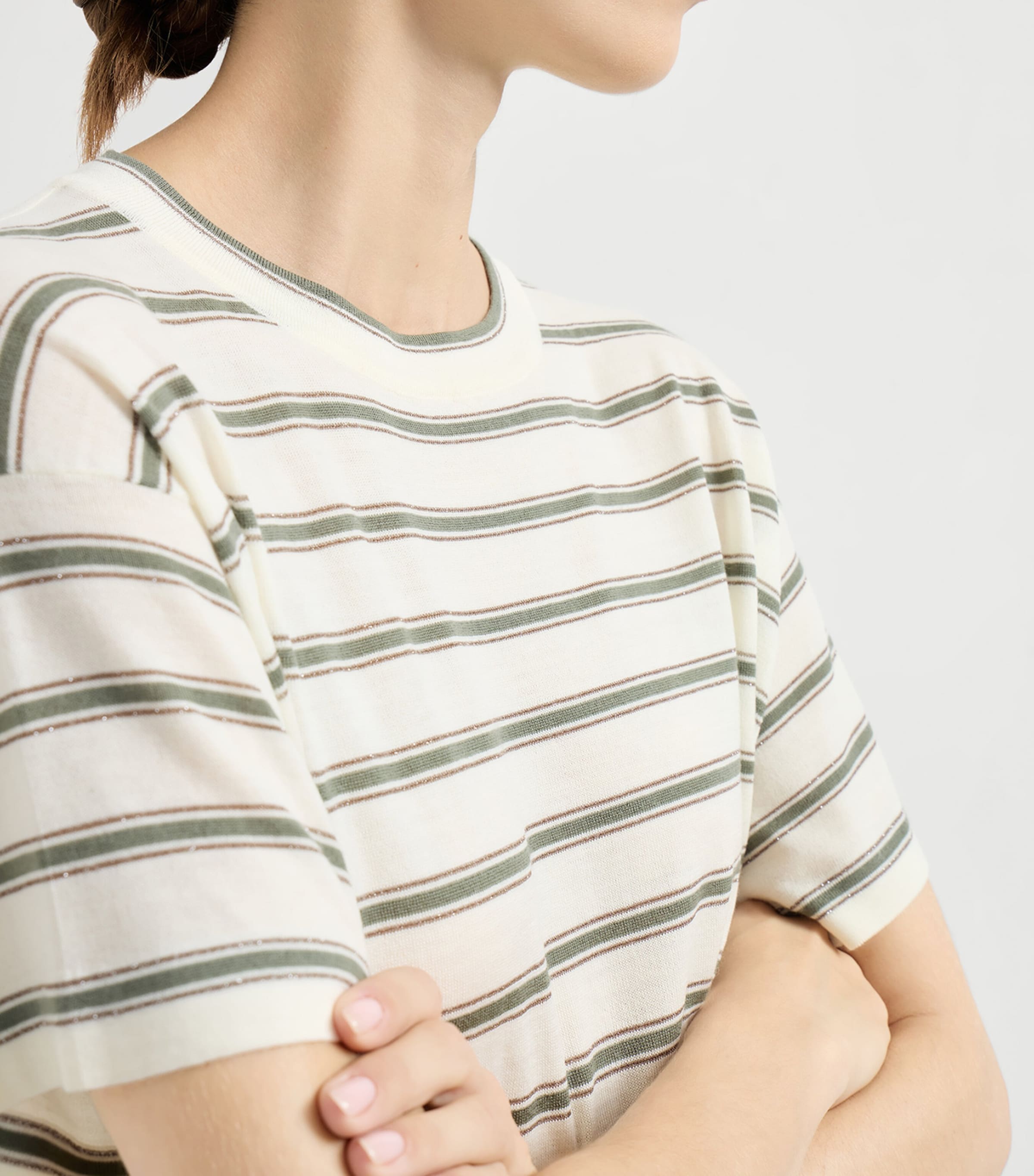 Virgin Wool-Cashmere Striped T-Shirt CIH19 Image 6