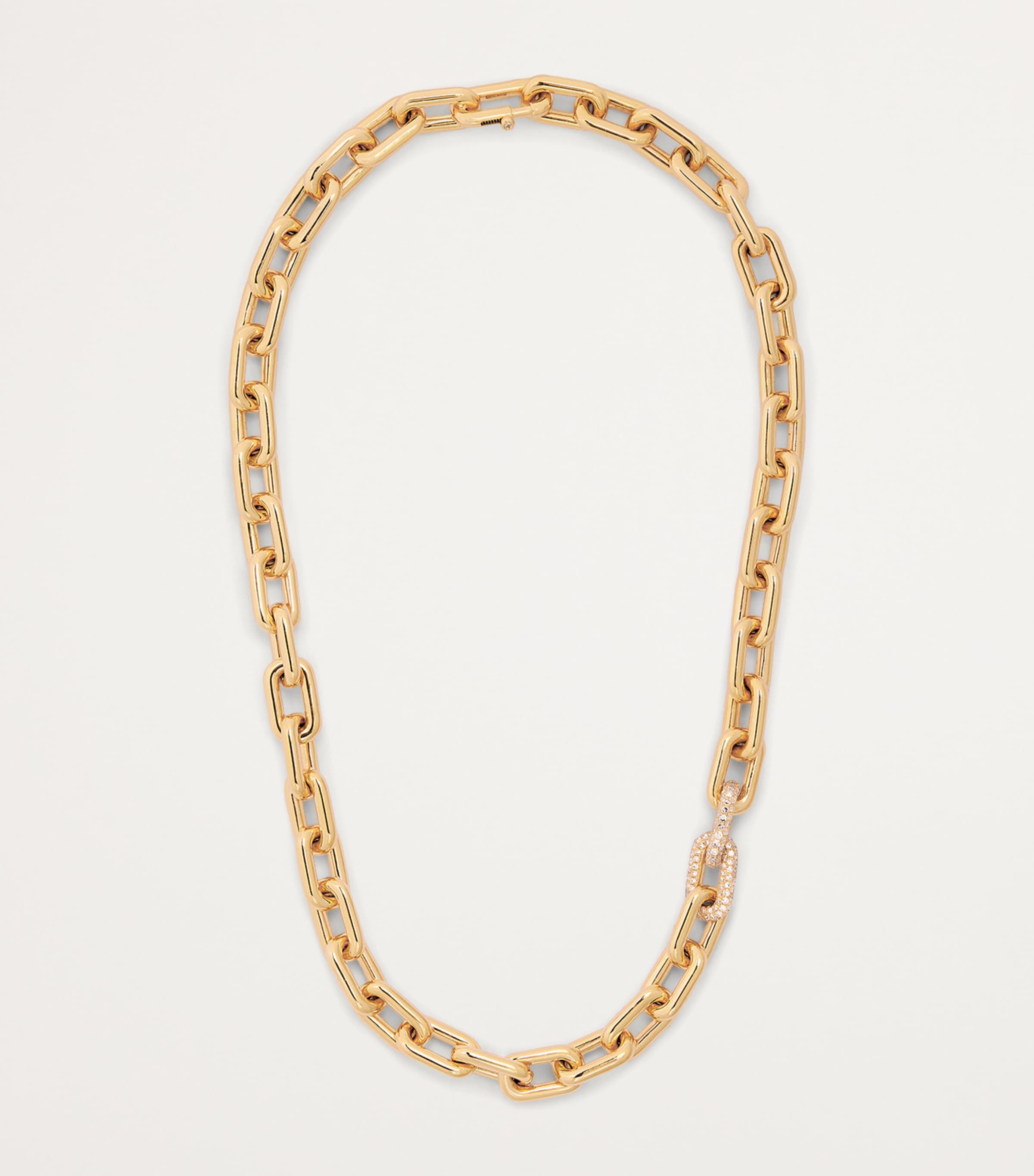 Yellow Gold and Diamond Pavé Link Necklace YELLOW GOLD Image 3