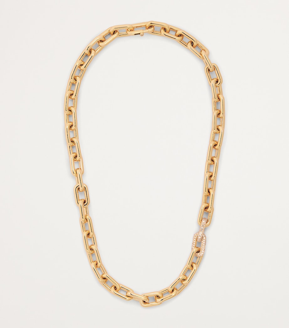 Yellow Gold and Diamond Pavé Link Necklace YELLOW GOLD Image 3