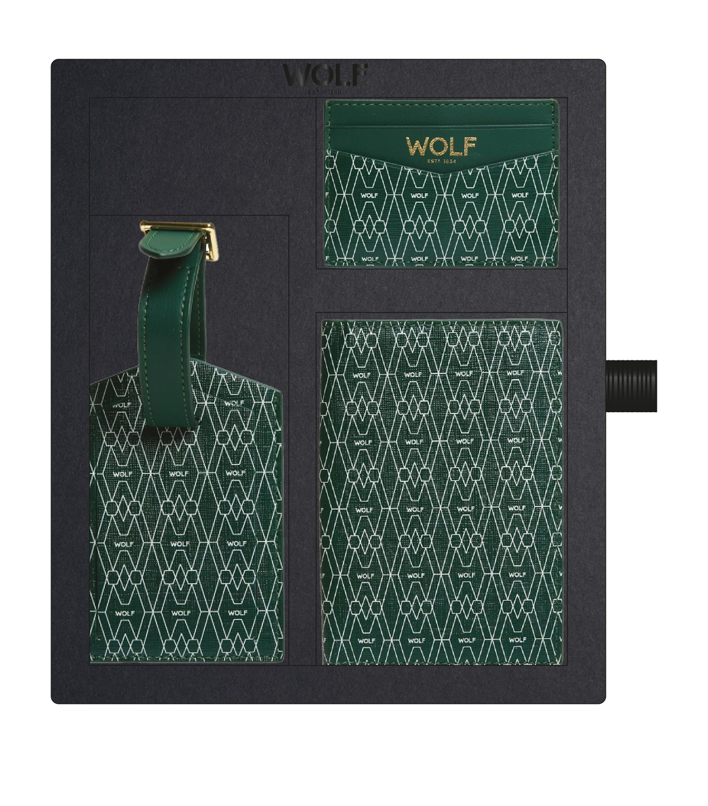 WOLF Signature Passport Holder, Card Holder and Luggage Tag Gift Set Green Image 1