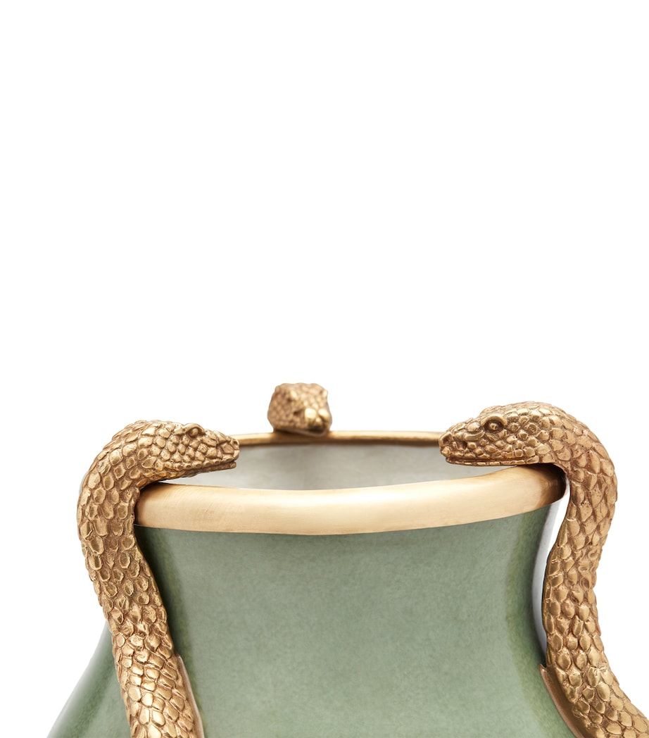 Ceramic Serpentis Vase (35cm) EUCALYPTUS & BRASS Image 2