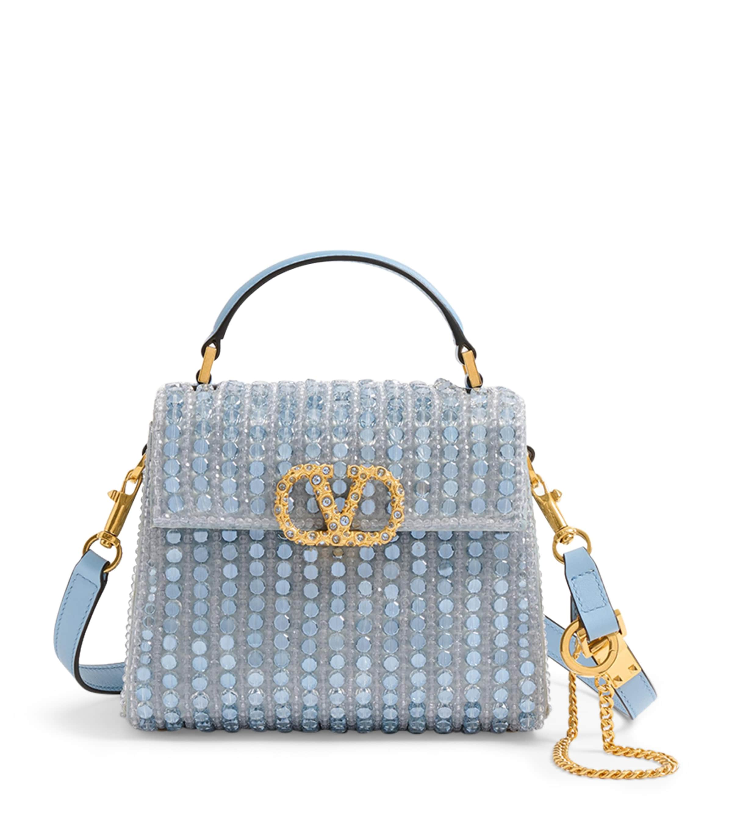 Valentino Garavani Mini Embellished Vsling Top-handle Bag In Blue