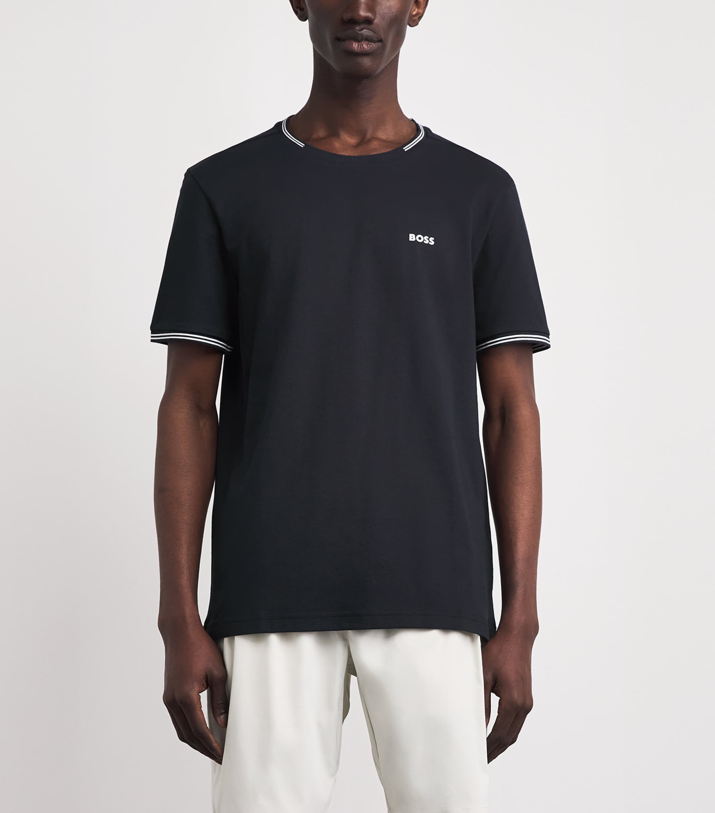 BOSS Mens Stretch-Cotton Logo T-Shirt Dark Image 4