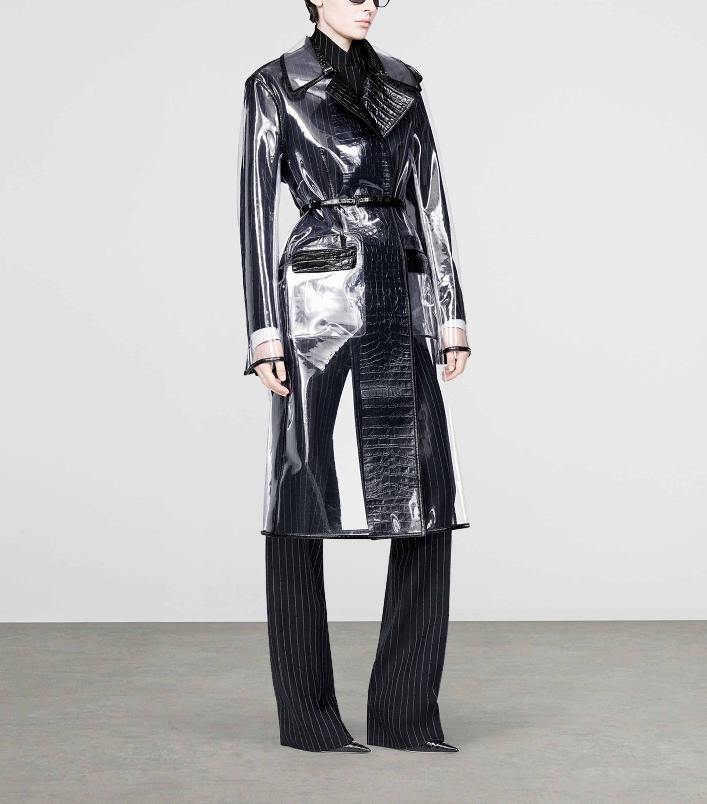 TOM FORD Womens Plastic Lambskin-Trim Trench Coat Naa Image 3
