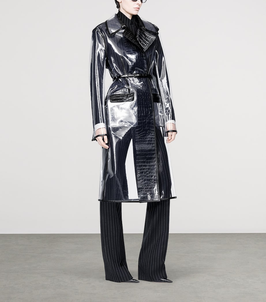 TOM FORD Womens Plastic Lambskin-Trim Trench Coat Naa Image 3