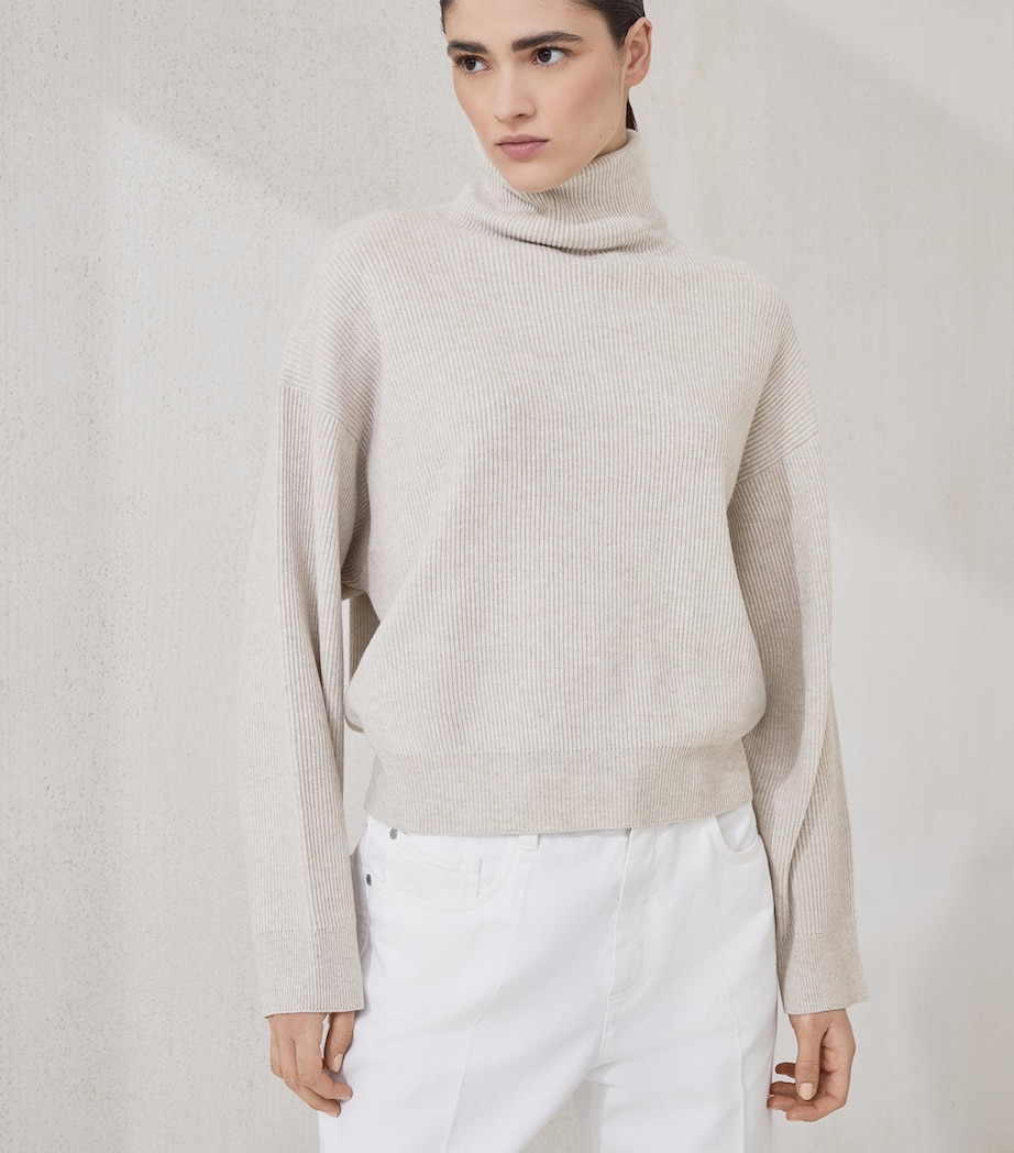 Brunello Cucinelli Womens Virgin Wool-Cashmere-Silk Rollneck Sweater Image 2