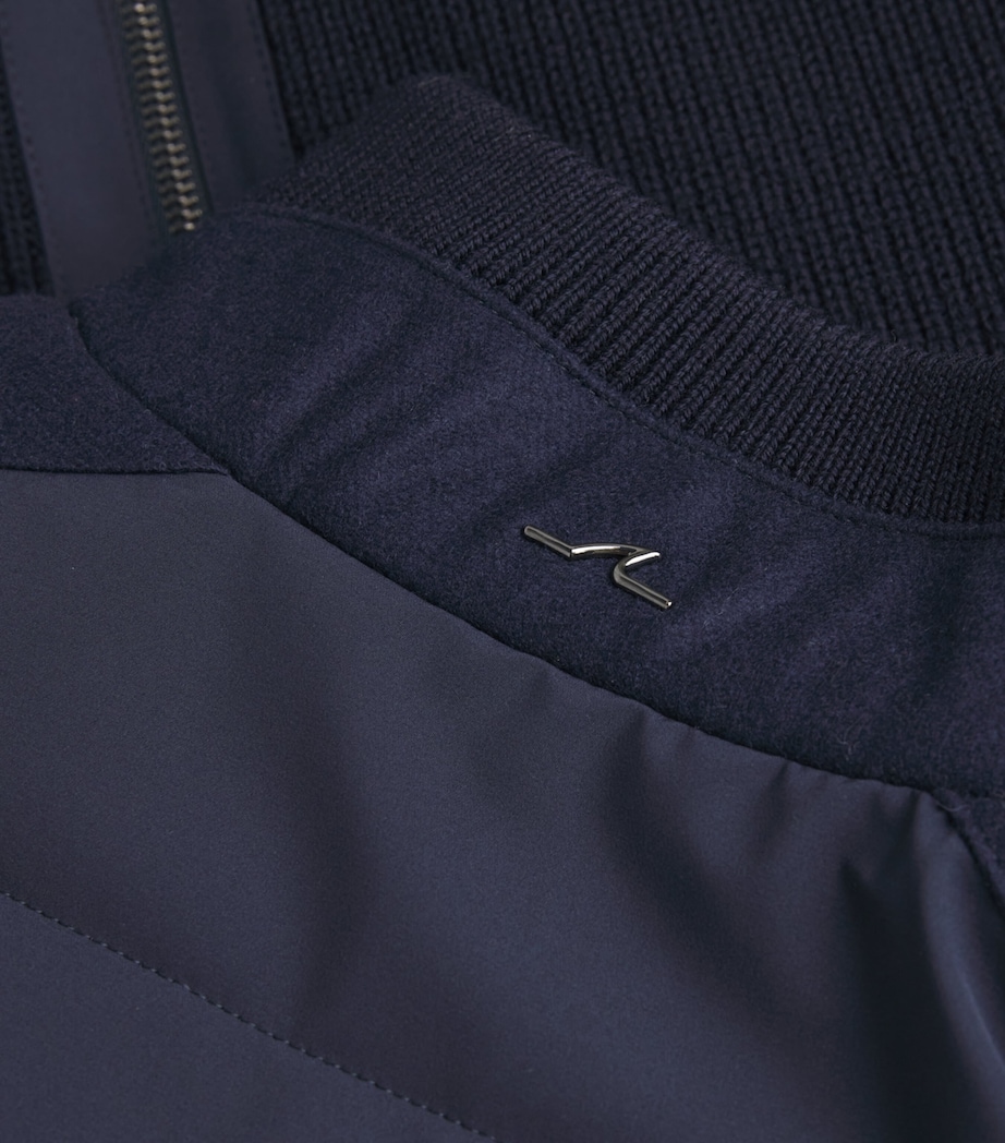 Wool Panelled Ribbed Zipped Sweater 050BLUE Image 5