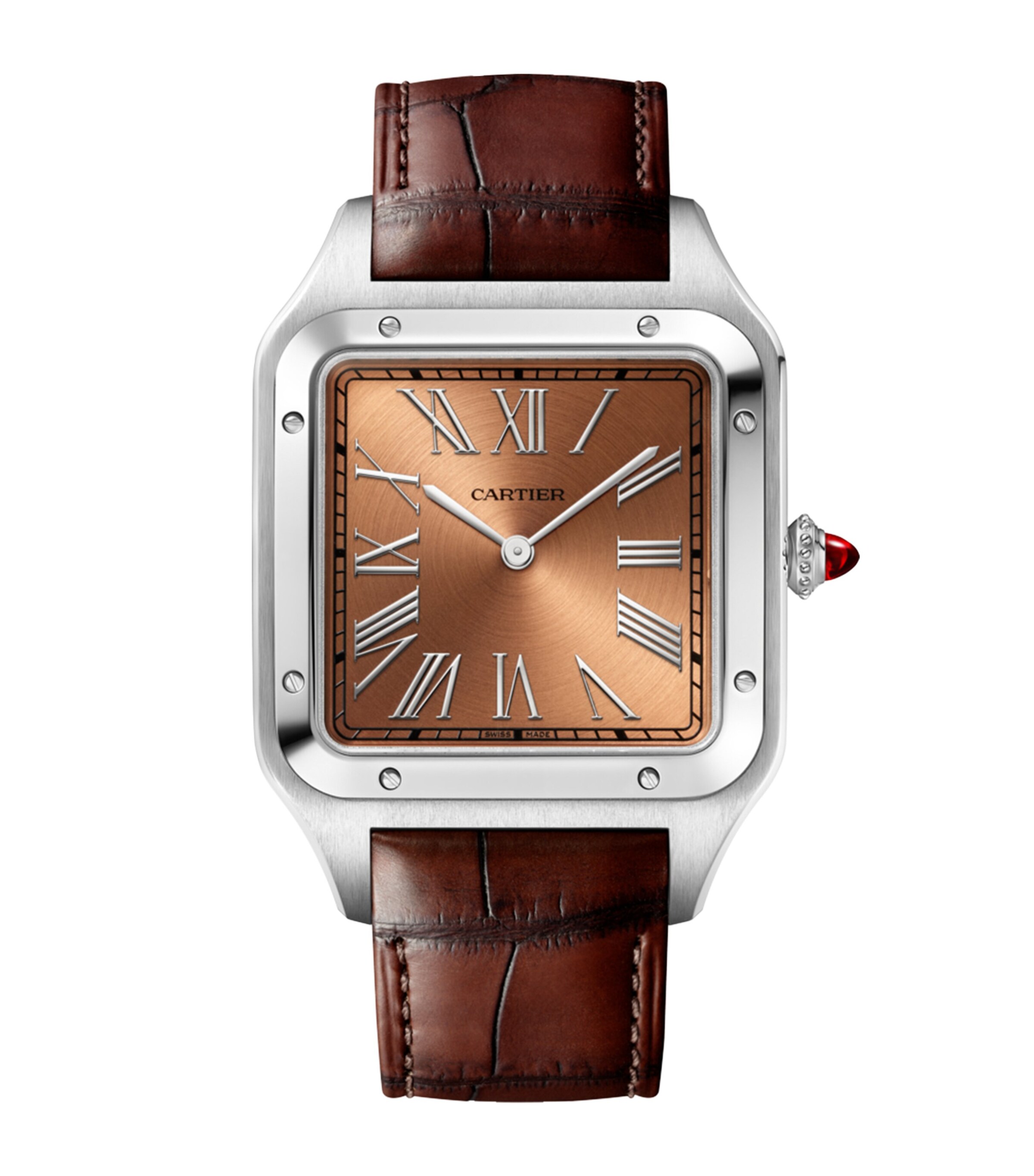 Cartier Silver Extra Large Platinum Santos-Dumont Watch