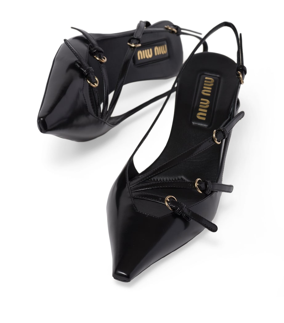 Brushed Leather Slingback Pumps 55 F0002 Image 5