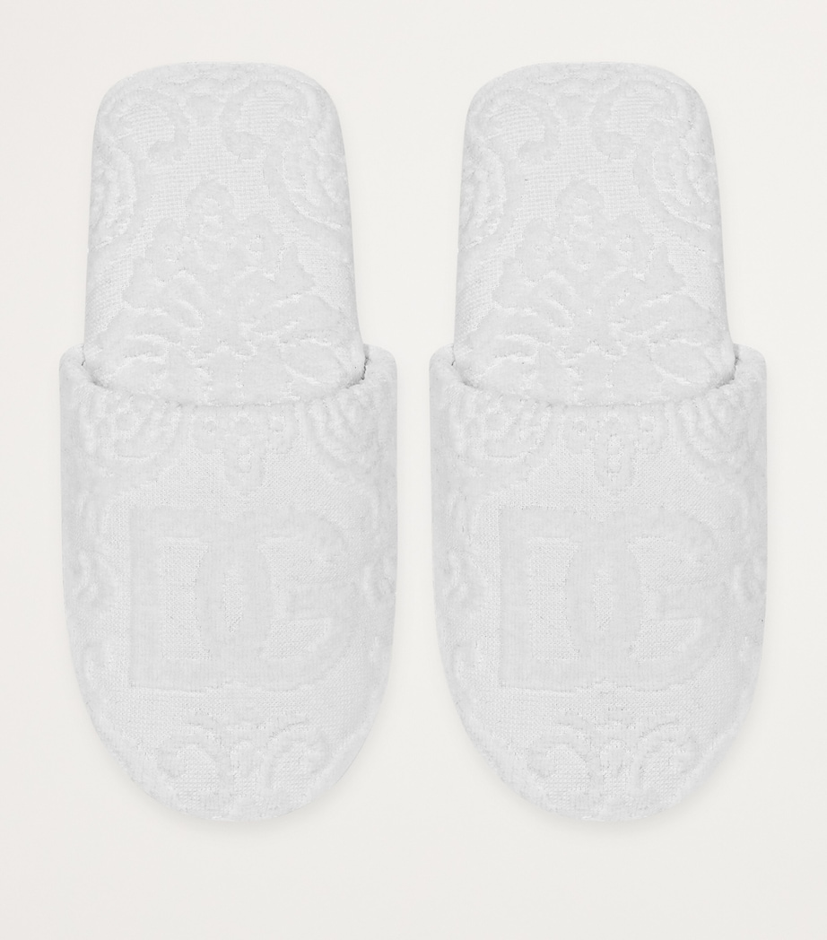 Dolce&Gabbana Casa Terry Cotton DG Slippers Bianco Image 3
