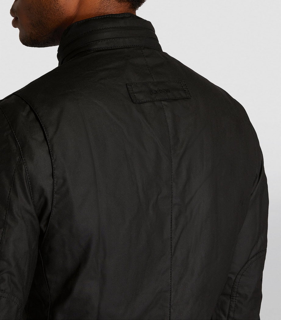 Hooded Wax Jacket BLACK Image 6