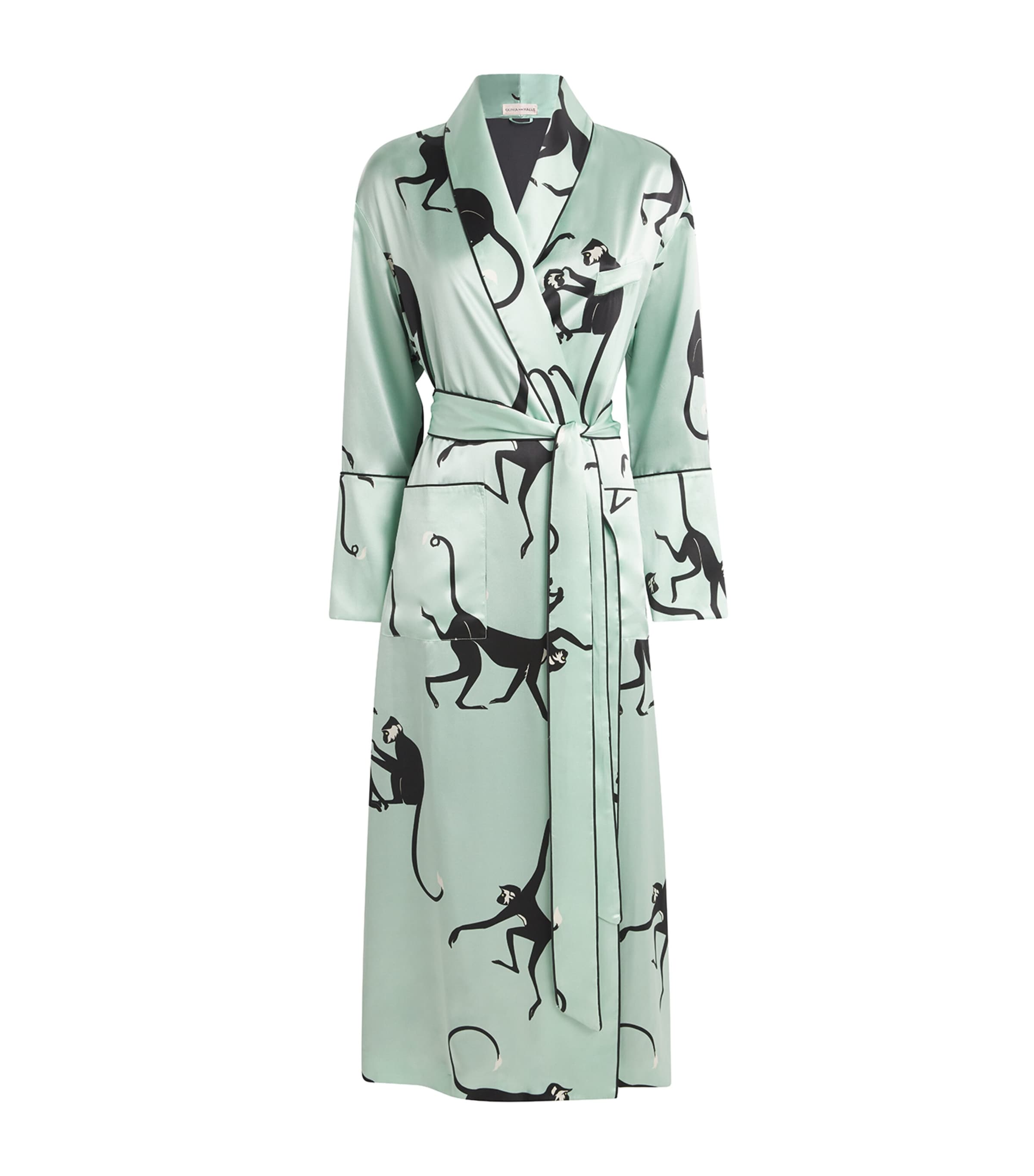 Monkey With Muslim Robe Olivia von Halle Blue Silk Monkey Print Capability Robe | Harrods CA