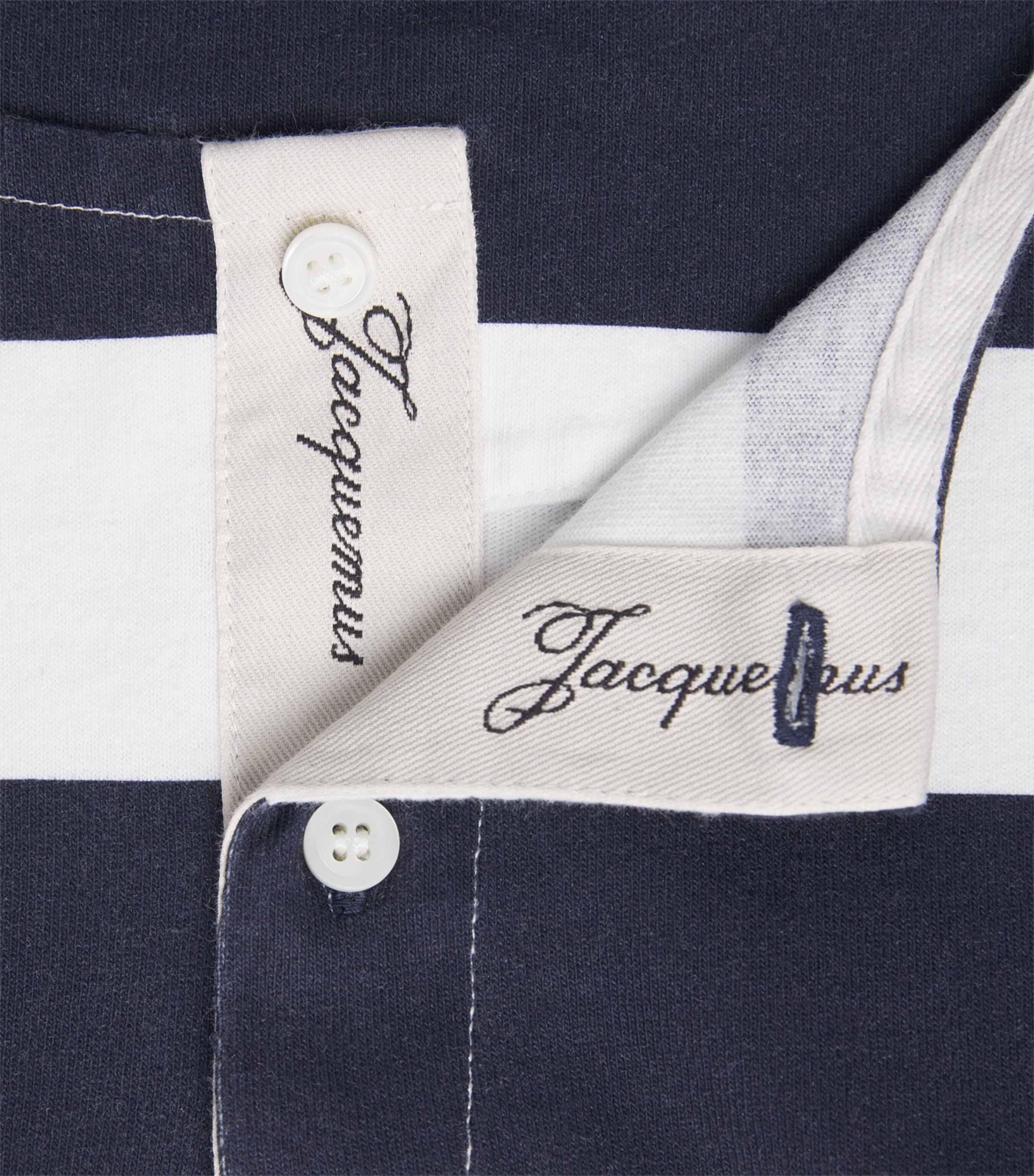 Jacquemus Mens Cotton Sailor Henley T-Shirt Prnt Vrt Strp Wb Image 6