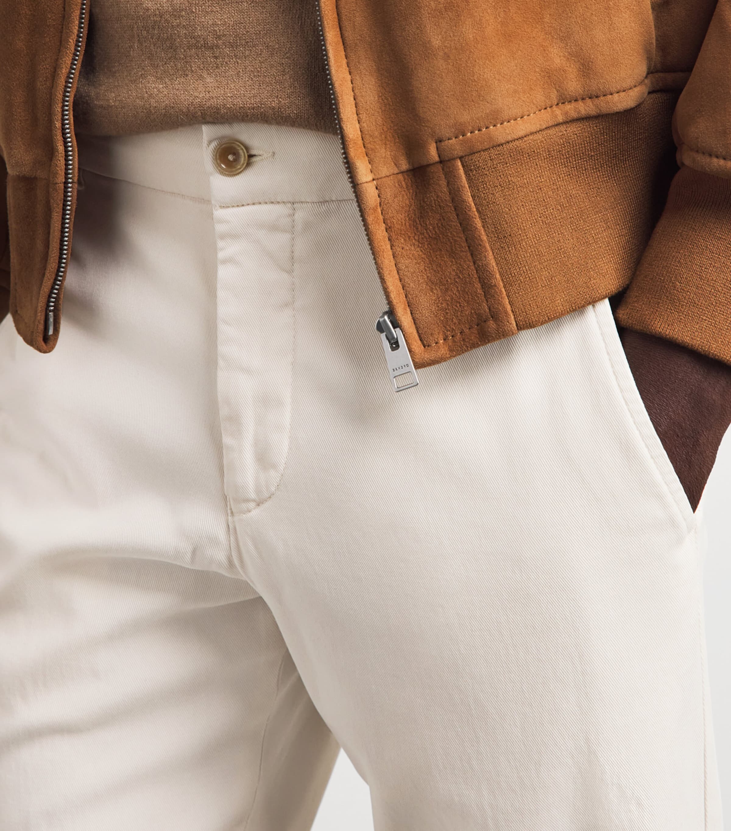 Marco Pescarolo Womens Charm-Detail Chinos Off White Image 3