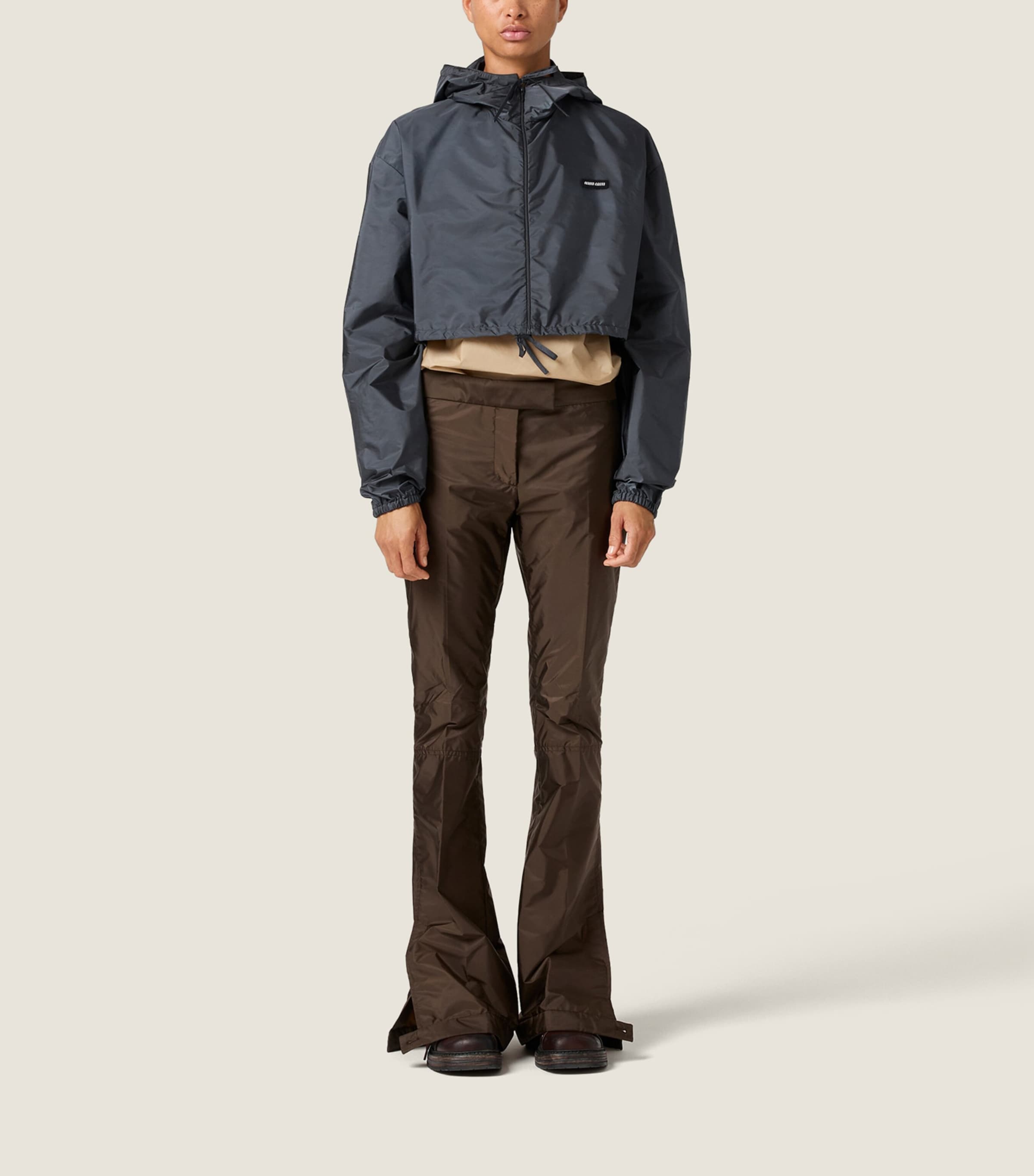 Miu Miu Womens Technical Windbreaker Jacket Grey Image 2