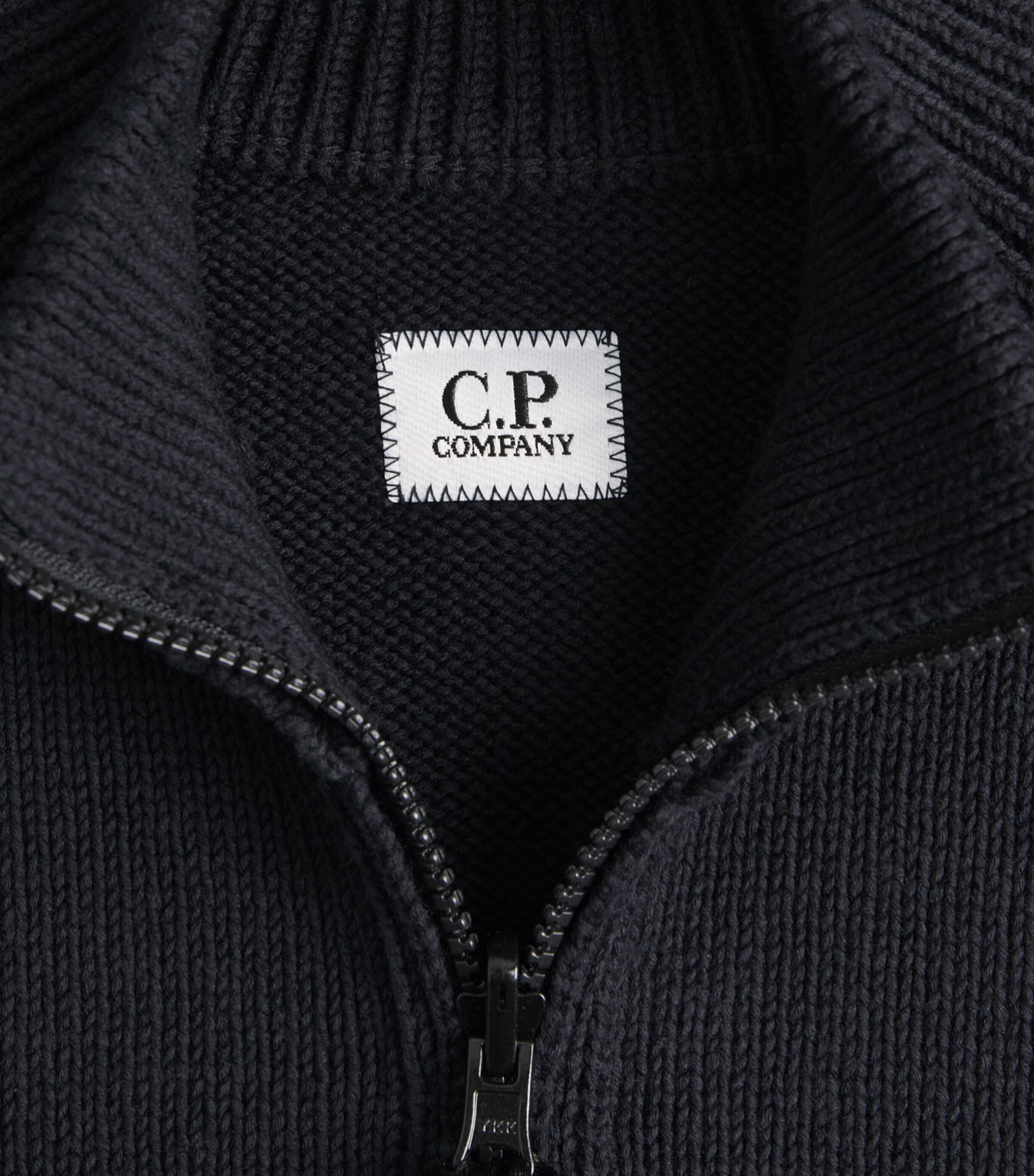 C.P. Company Mens Cotton Knitted Zip-Up Cardigan Total Eclipse Image 7