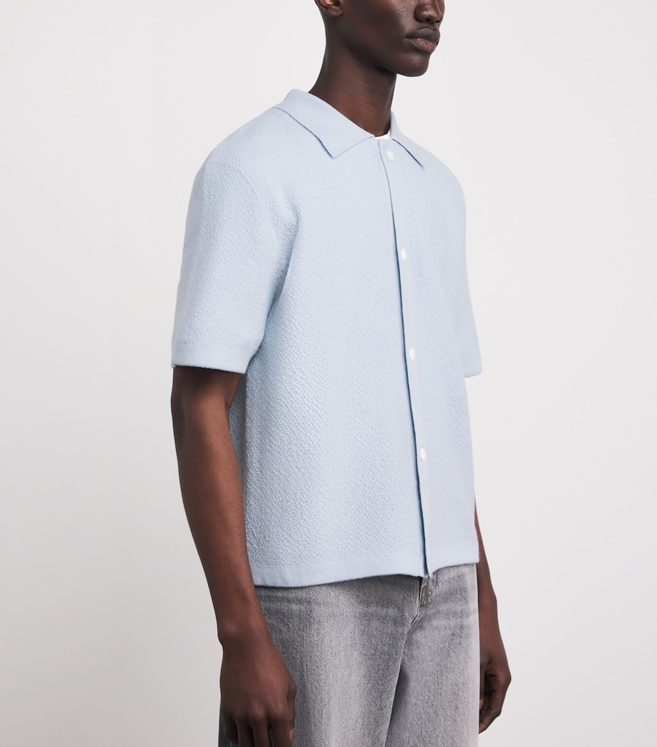 FRAME Mens Wool Short-Sleeve Cardigan Pale Blue Image 4