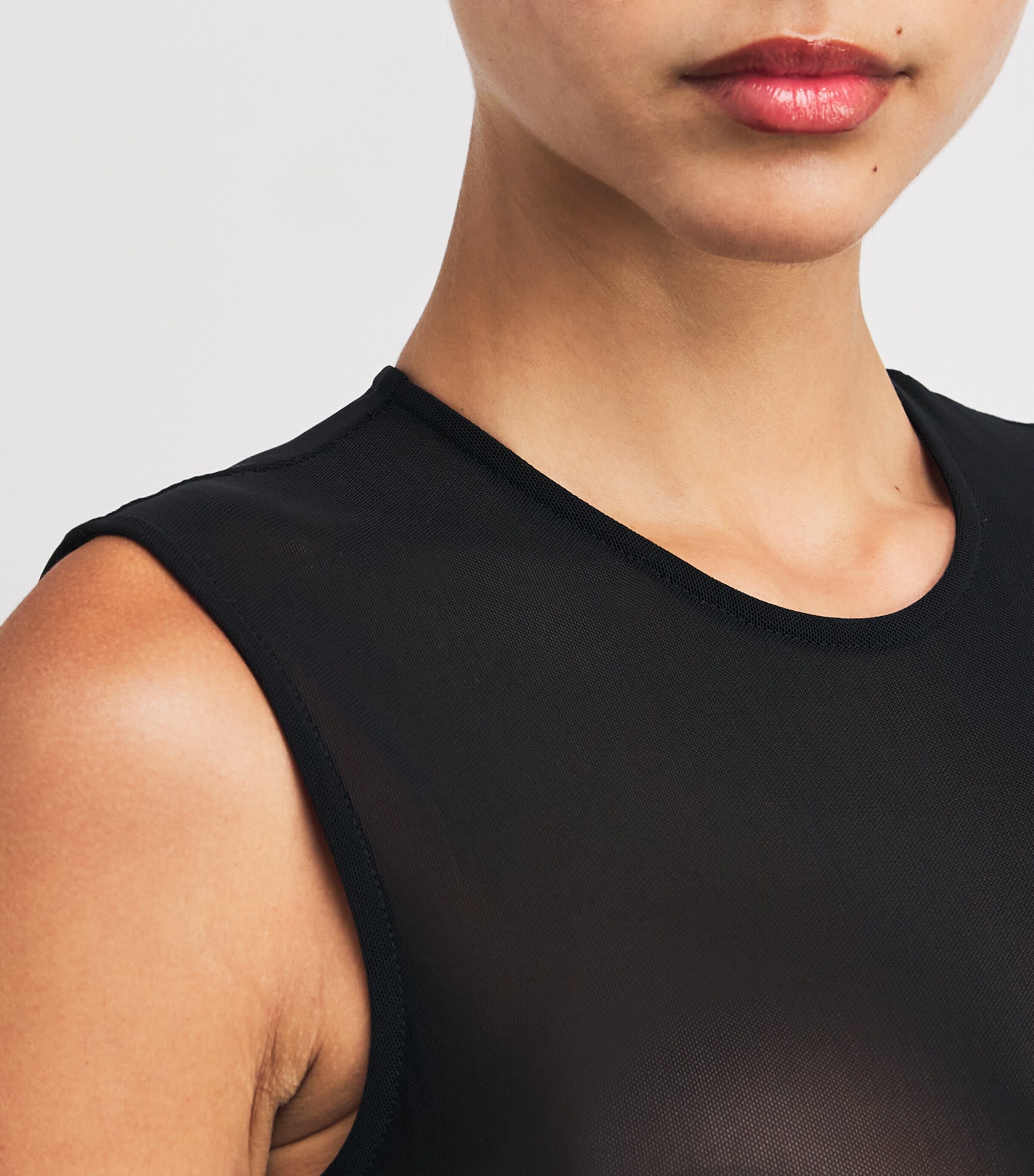 Stretch-Mesh Sleeveless Bodysuit BLACK Image 6