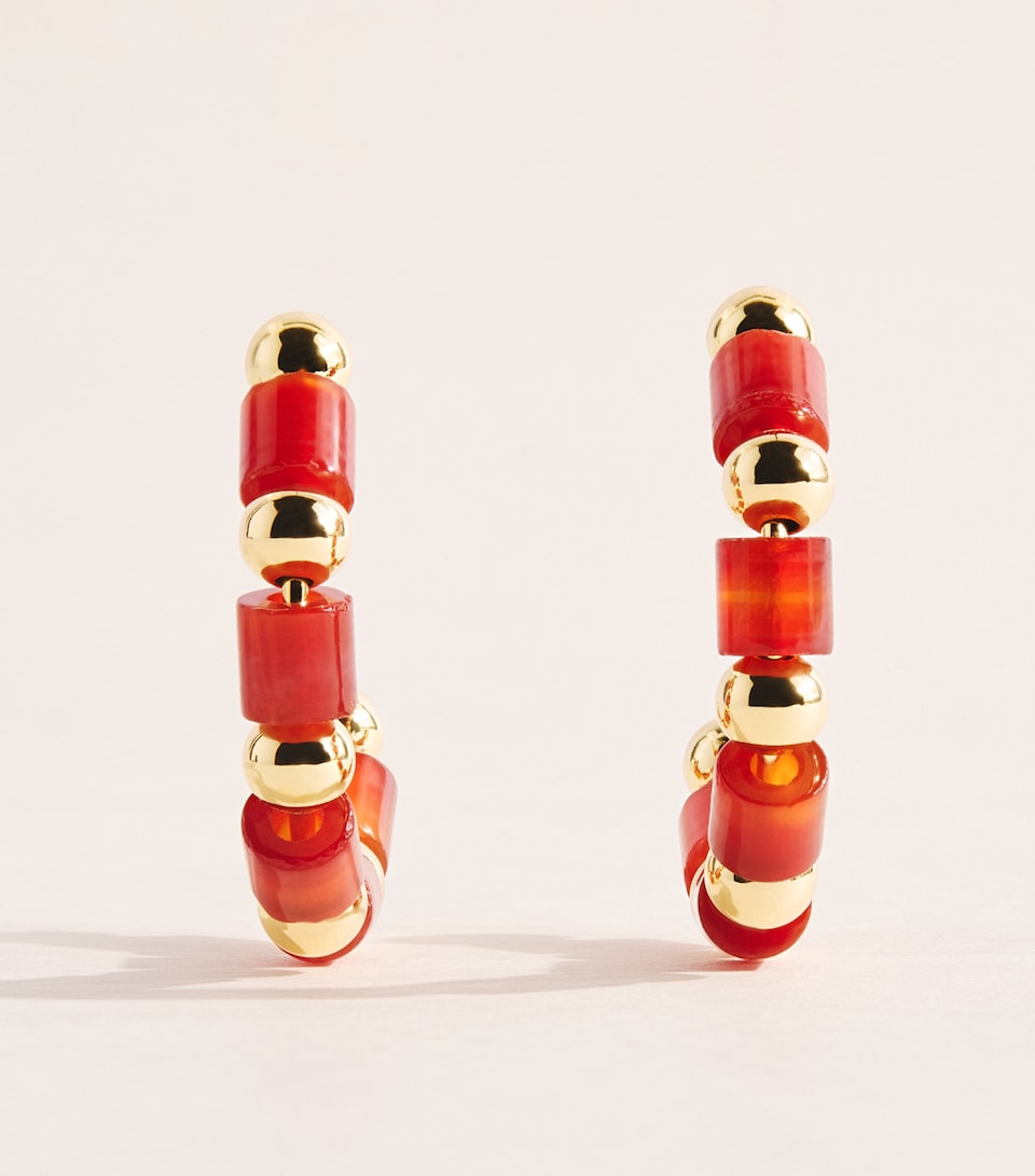 Eddie Borgo Gold-Plated Carnelian Marcy Hoop Earrings Gold